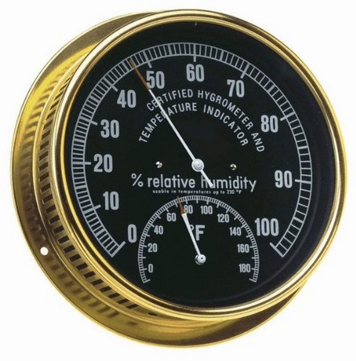 Abbeon - 3780460 HTAB-169 Humidity and Temperature Dial Indicator with Black Face and Brass Case