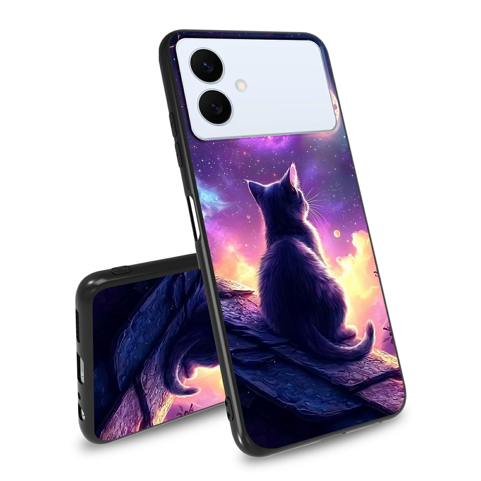 BEOTIWAD for Samsung Galaxy S26 Edge Phone Case Cute Cat in Galaxy Theme Design Ultra-Thin Soft TPU Shockproof Protection Cover for Samsung S26 Edge