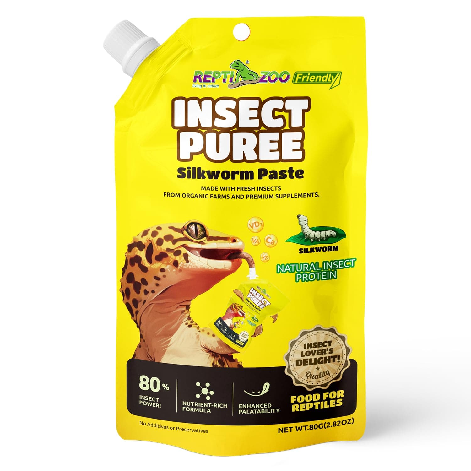 REPTIZOO FRIENDLY Silkworm Paste, Reptile Food Made with Fresh Insects
