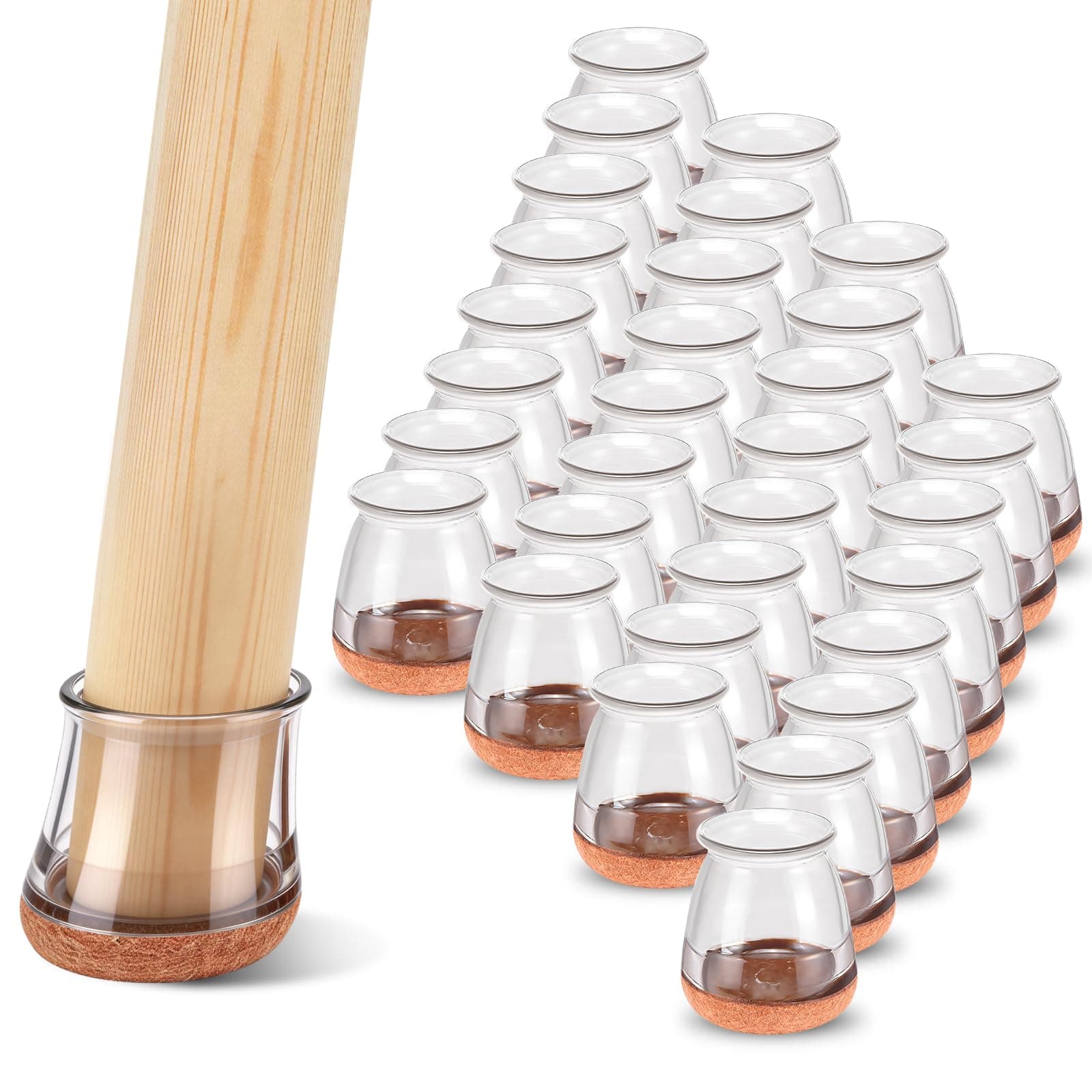 NETRIDDLE 32 Pack Round Chair Leg Floor Protectors for Hardwood Floors