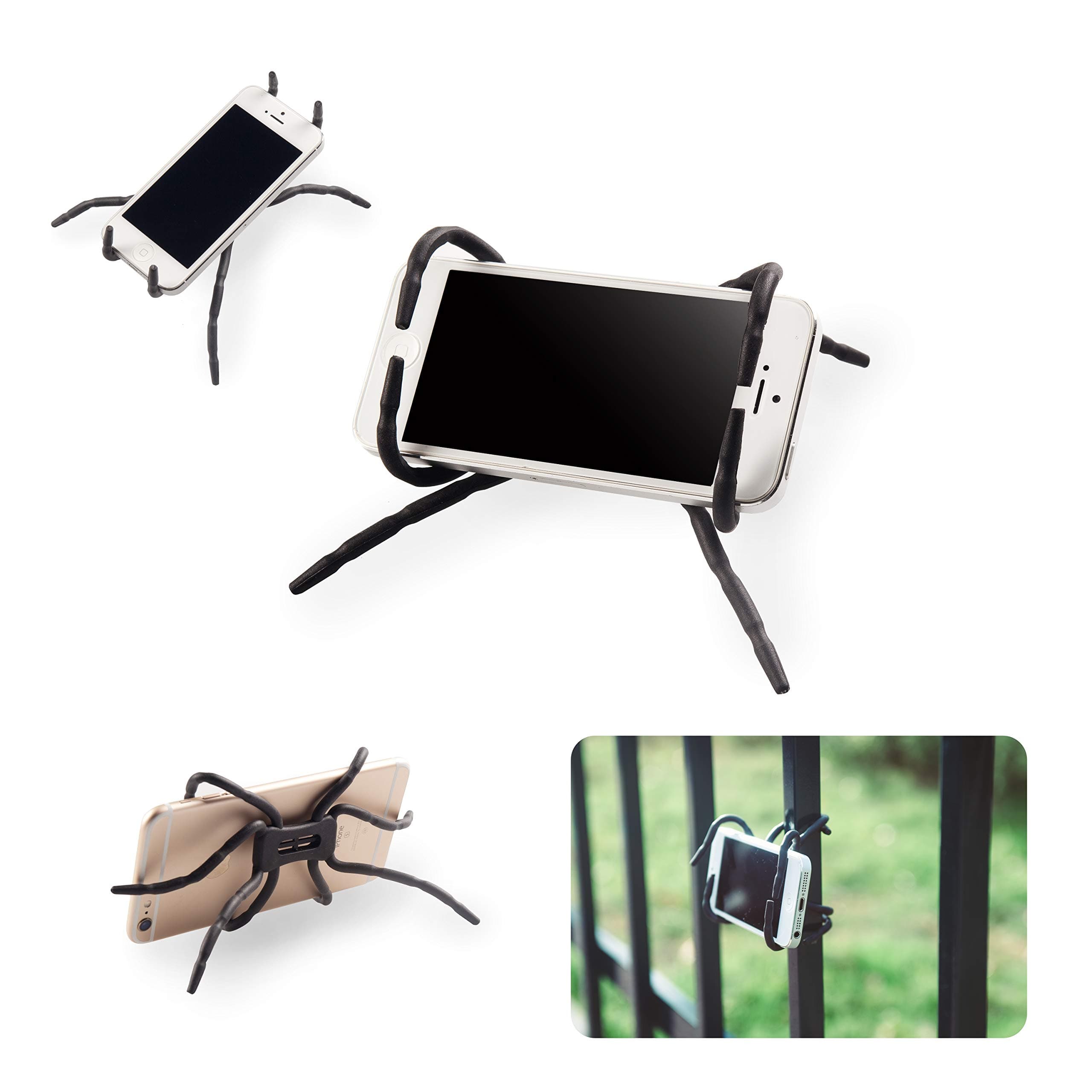 HPOW 2Pack Phone Holder Universal Multi-Function Flexible Grip Holder Phone Car Holder Mount Stand for Smartphone (Black)