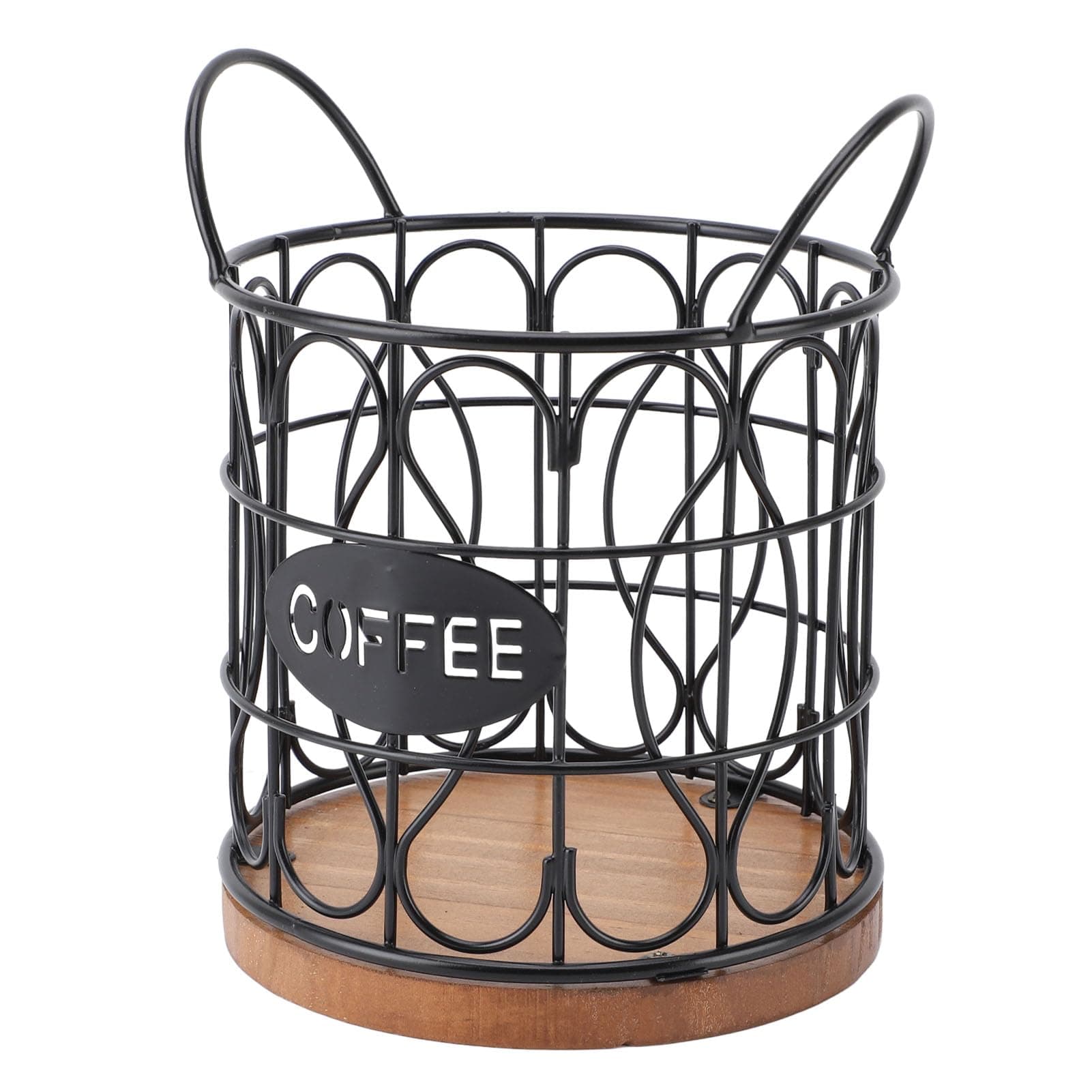 Coffee Pod Holder, Holder Organizer Round Coffee Pod Basket Coffee Capsule Holder Coffee Creamer Holder for Cafe Kitchen Countertop (Black)