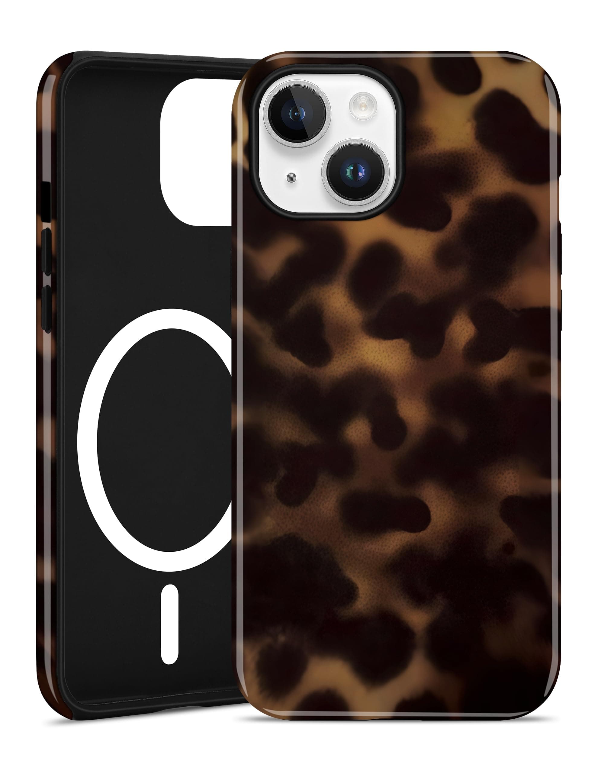 Jusy Magnetic Brown Tortoise Shell Phone Case for iPhone 15,Amber
