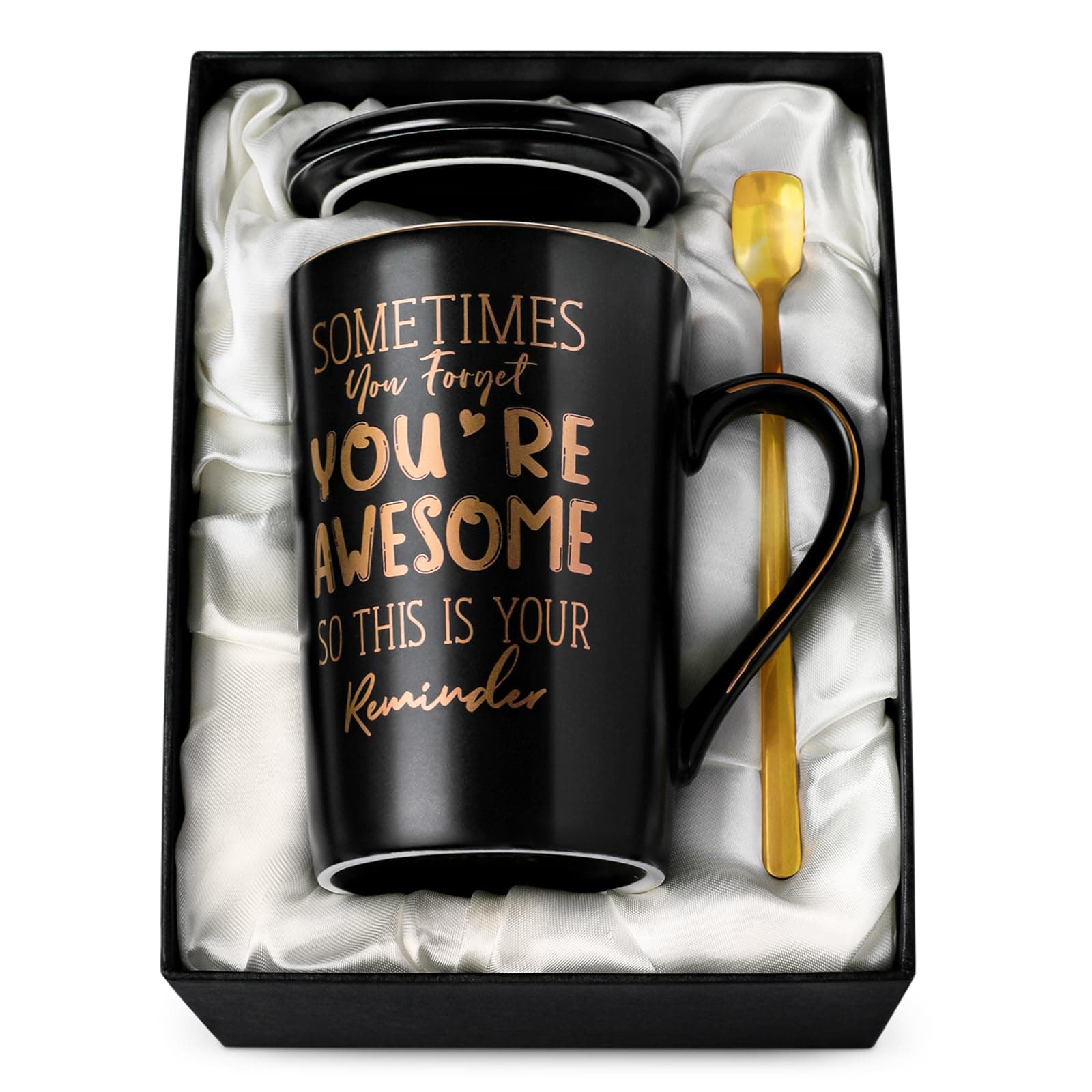 Anniversary Birthday Thank You Gifts for Men, 14oz Unique Black Ceramic Mug