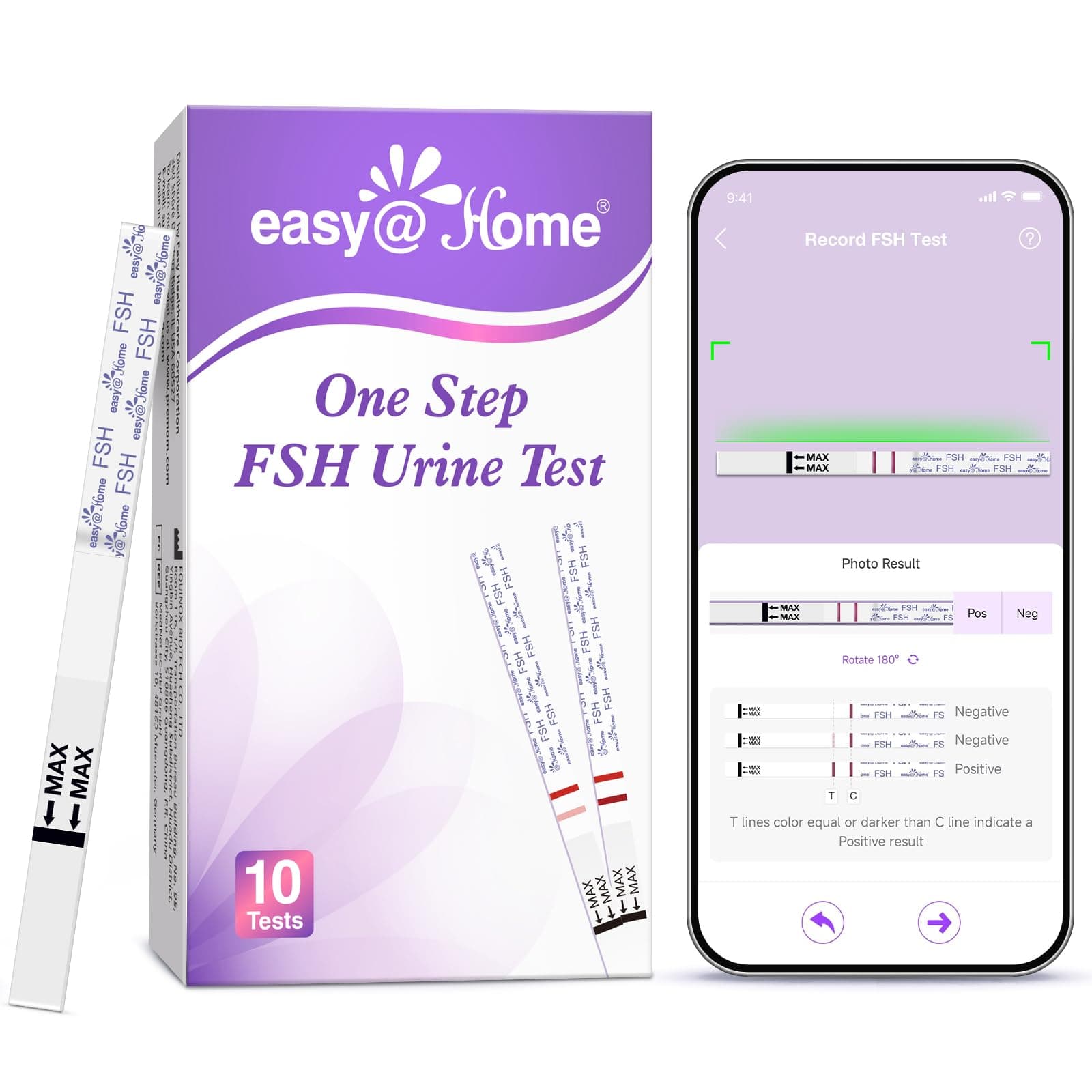 easy@Home FSH Urine Test Kit, 10 Strips - Fertility & Hormone Tracker