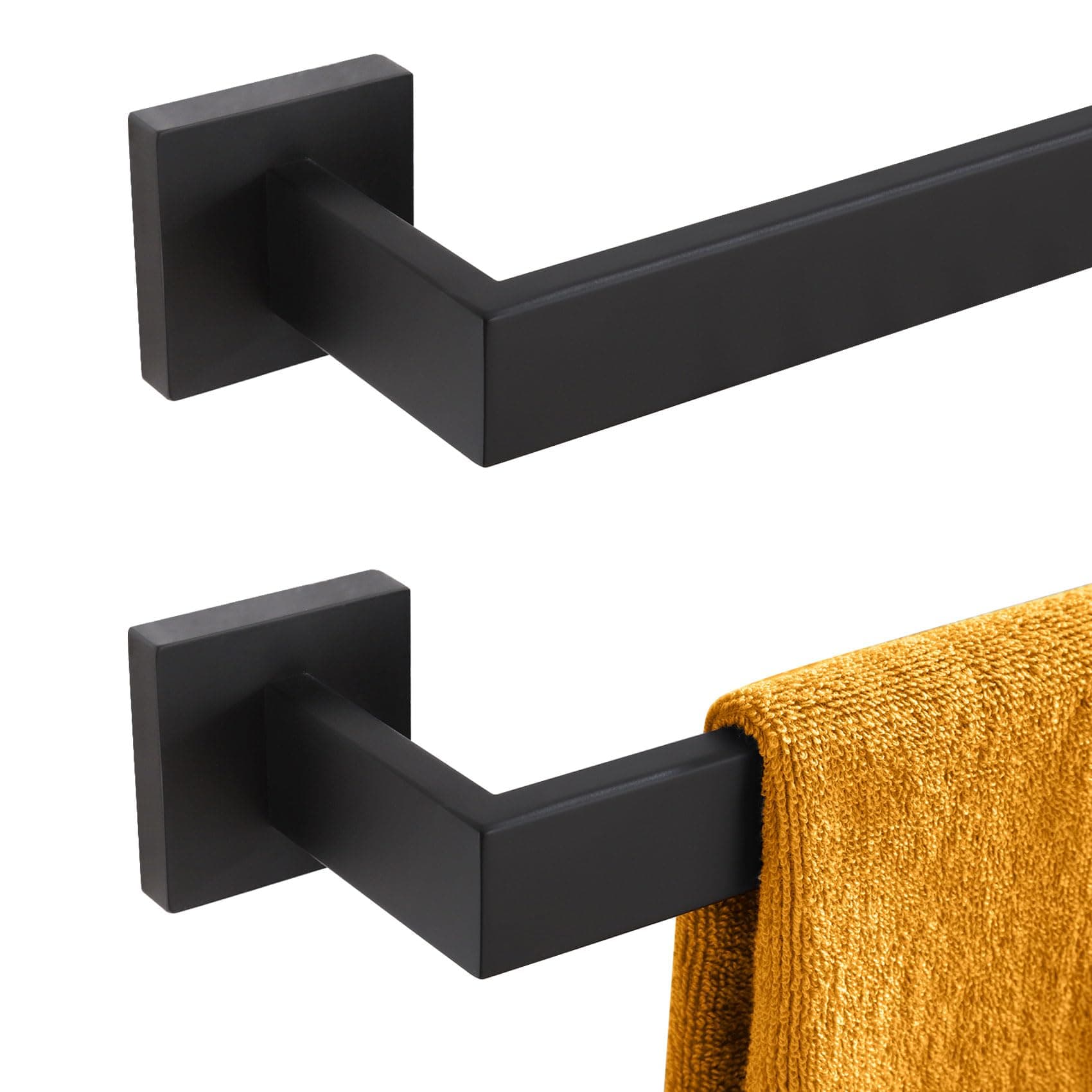 KOKOSIRI 20-Inch Single Towel Bar, Bathroom Kitchen Towel Holder, Wall Mounted SUS304 Stainless Steel Towel Rack 2 Pack, Matte Black, B4003BK-L20-P2