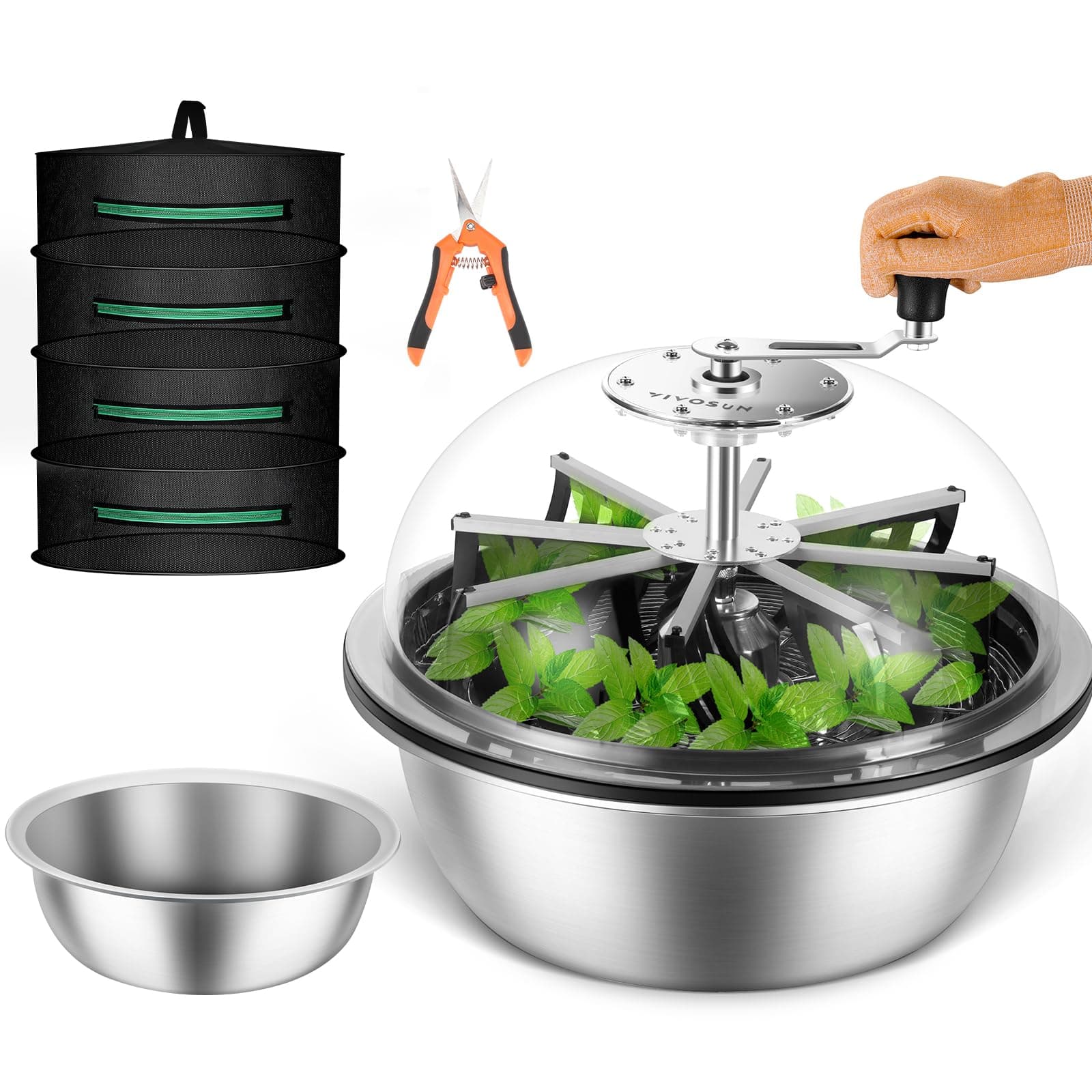 MELONFARM Bud Leaf Bowl Trimmer Twisted Spin Cut for Hydroponic Plant with Sharp Stainless Steel Blades (19 Inch)