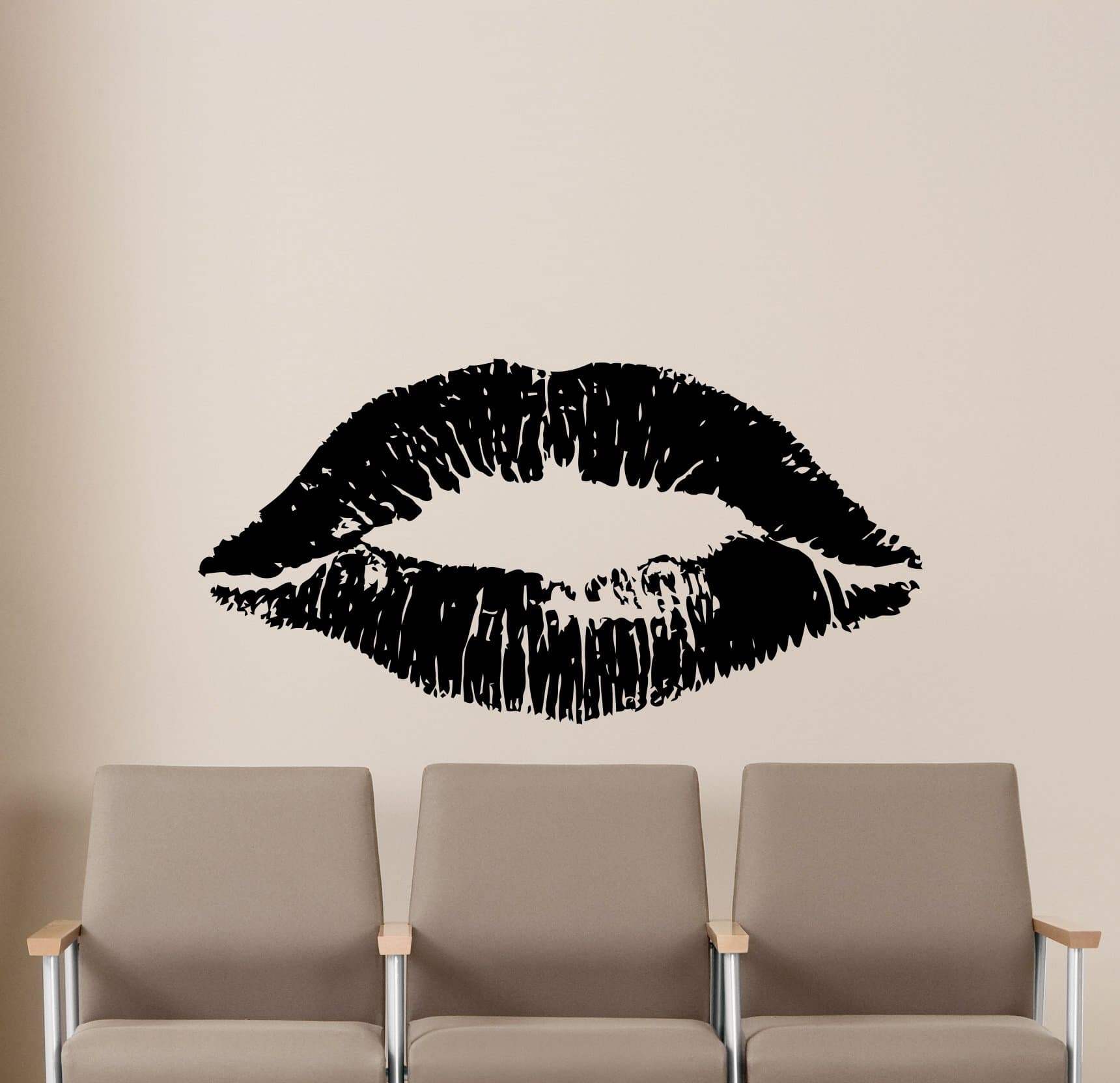 Lips Wall Decal Beauty Salon Poster Artwork Makeup Vinyl Sticker Nursery Wall Art Teen Kids Room Wall Decor Removable Waterproof Mural 109b