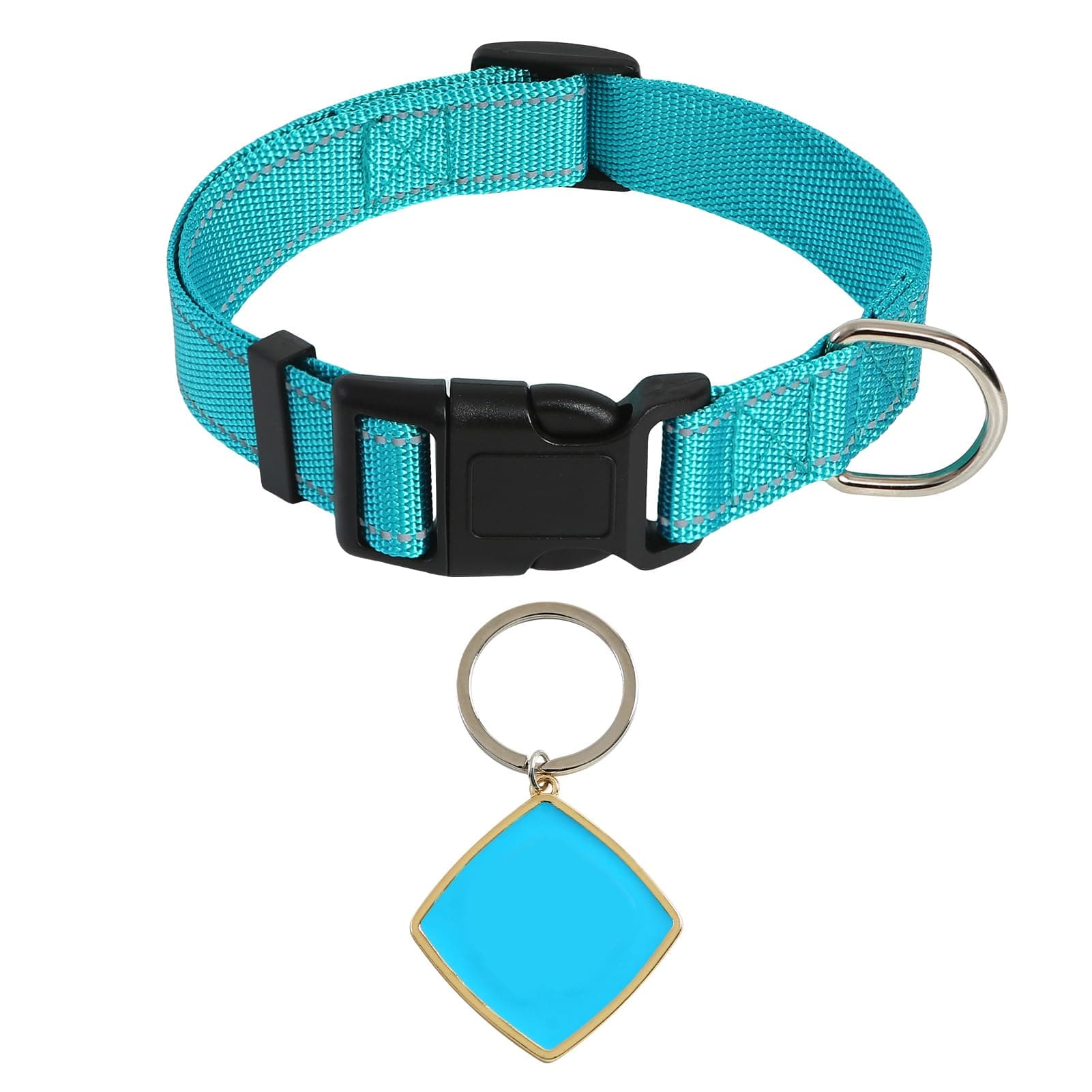 Dog Costume Accessories Metal SD Tag with Nylon Adjustable Collar for Small Medium Large Blue Puppy Funny Pet Cosplay Supplies L