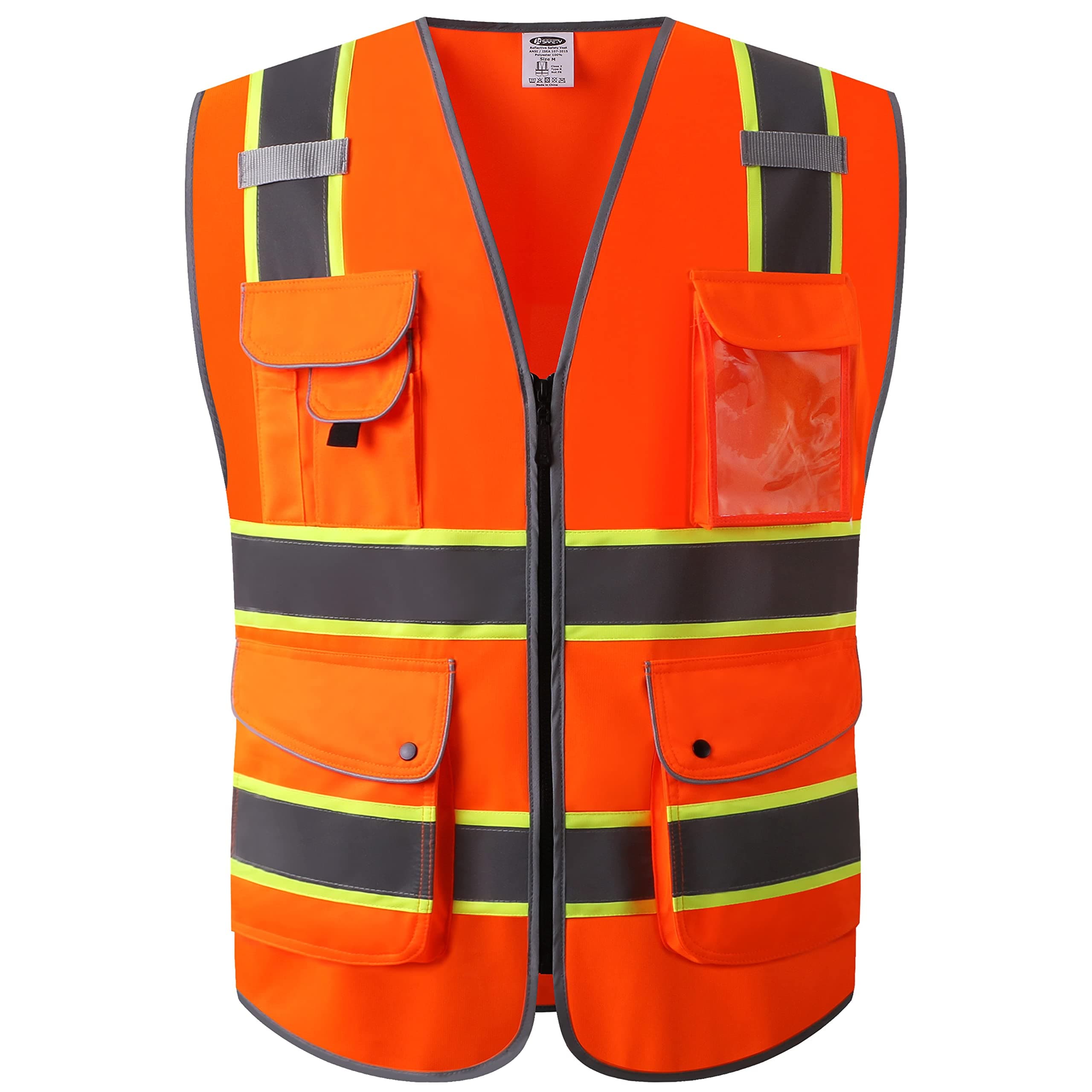 JKSafety Safety Vest for Men Women Reflective Hi Vis JK901 Orange 5XL