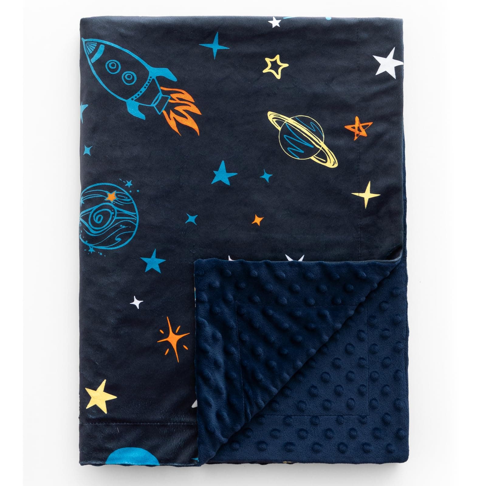 david's kids Micro Fleece Minky Baby Blanket for Boys Girls with Double Layer and Soothing Raised Dots, Breathable and Soft Lightweight Receiving Blanket for Newborns, 50x60 Inches, Space