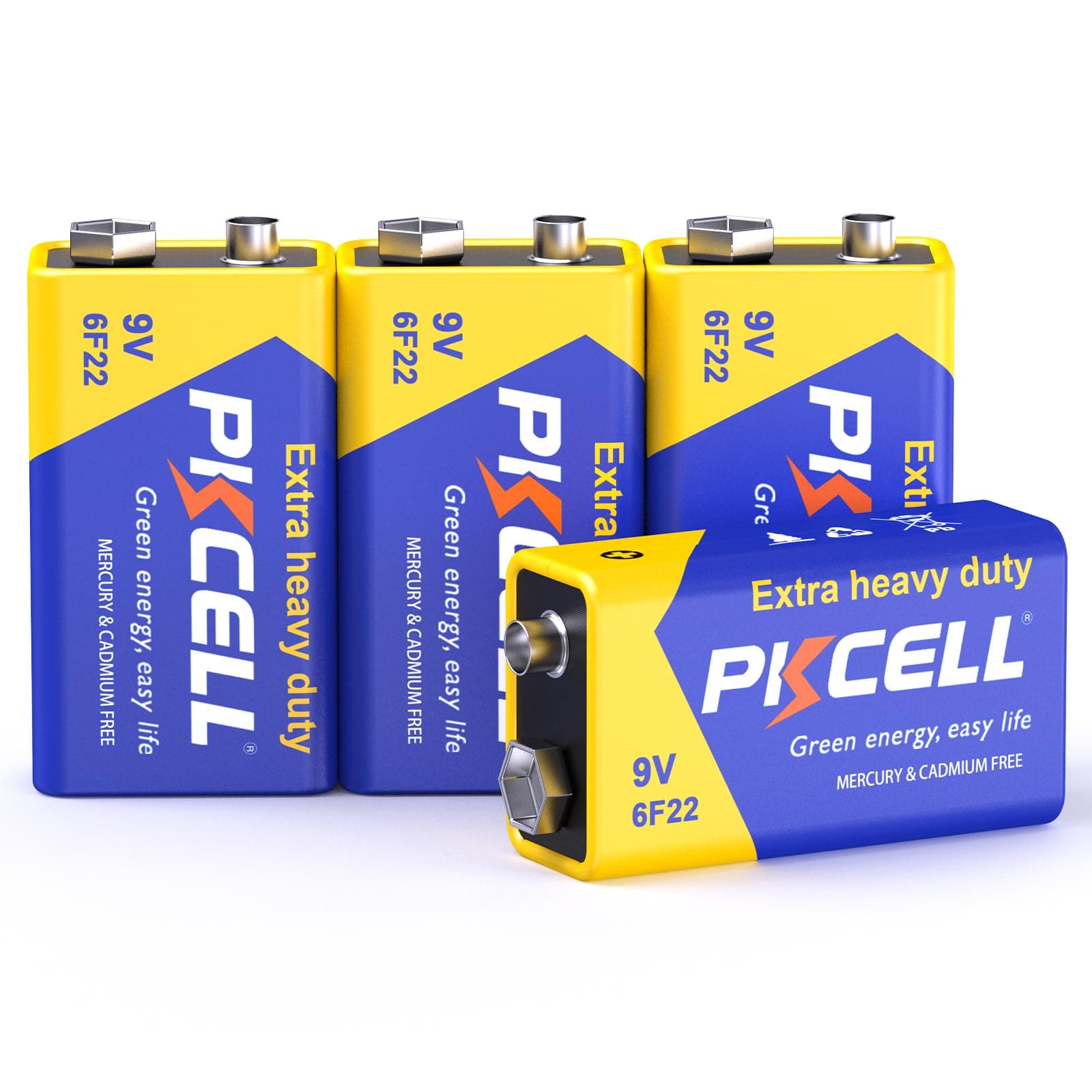PKCELL 9V Batteries 4PCS 9 Volt Battery for Smoke Detector