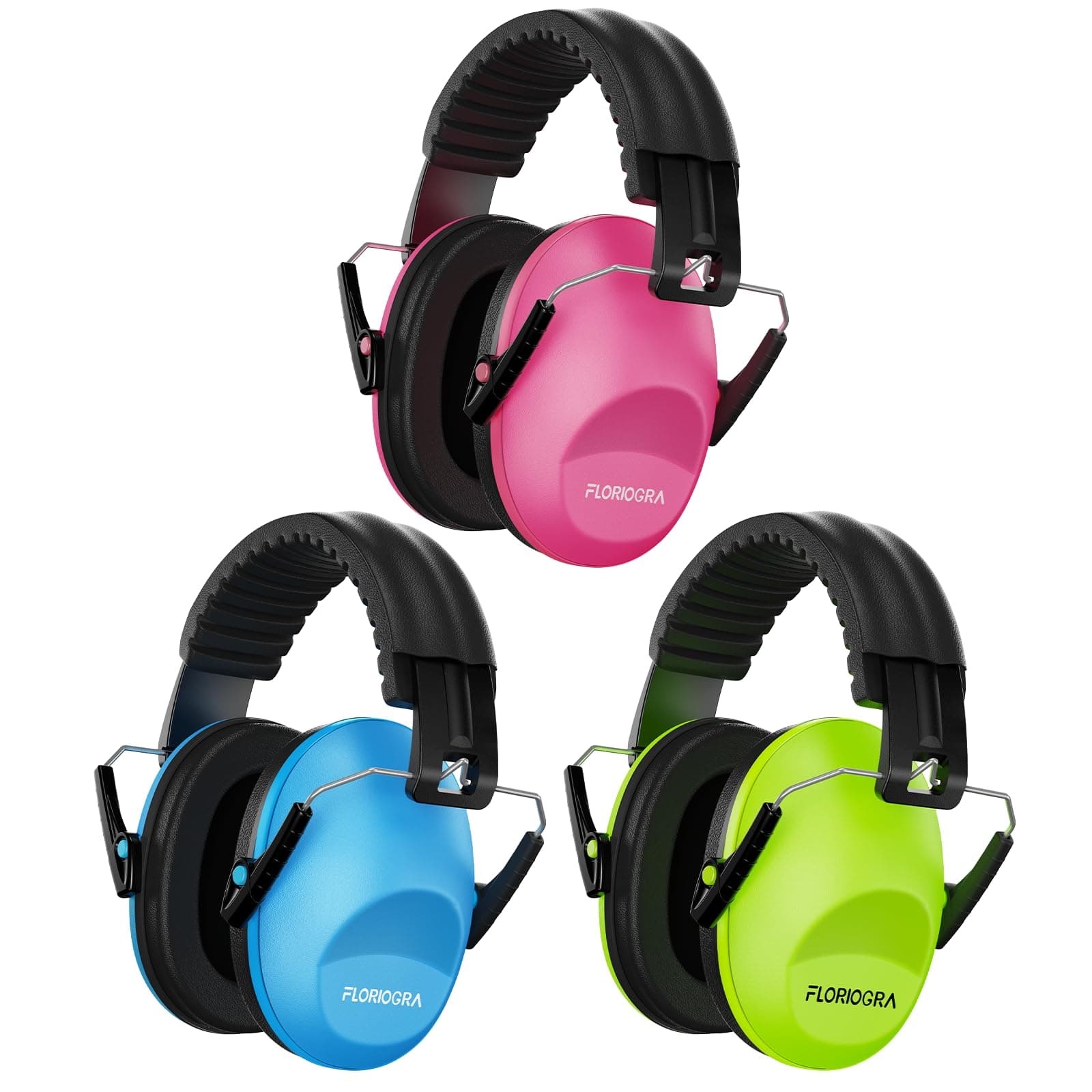 Floriogra 3 Pack Noise Canceling Headphones for Kids, Kids Ear Protection Earmuffs for Autism, Toddler, Children, Noise Cancelling Sound Proof Earmuffs/Headphones for Concerts, Air Shows, Fireworks