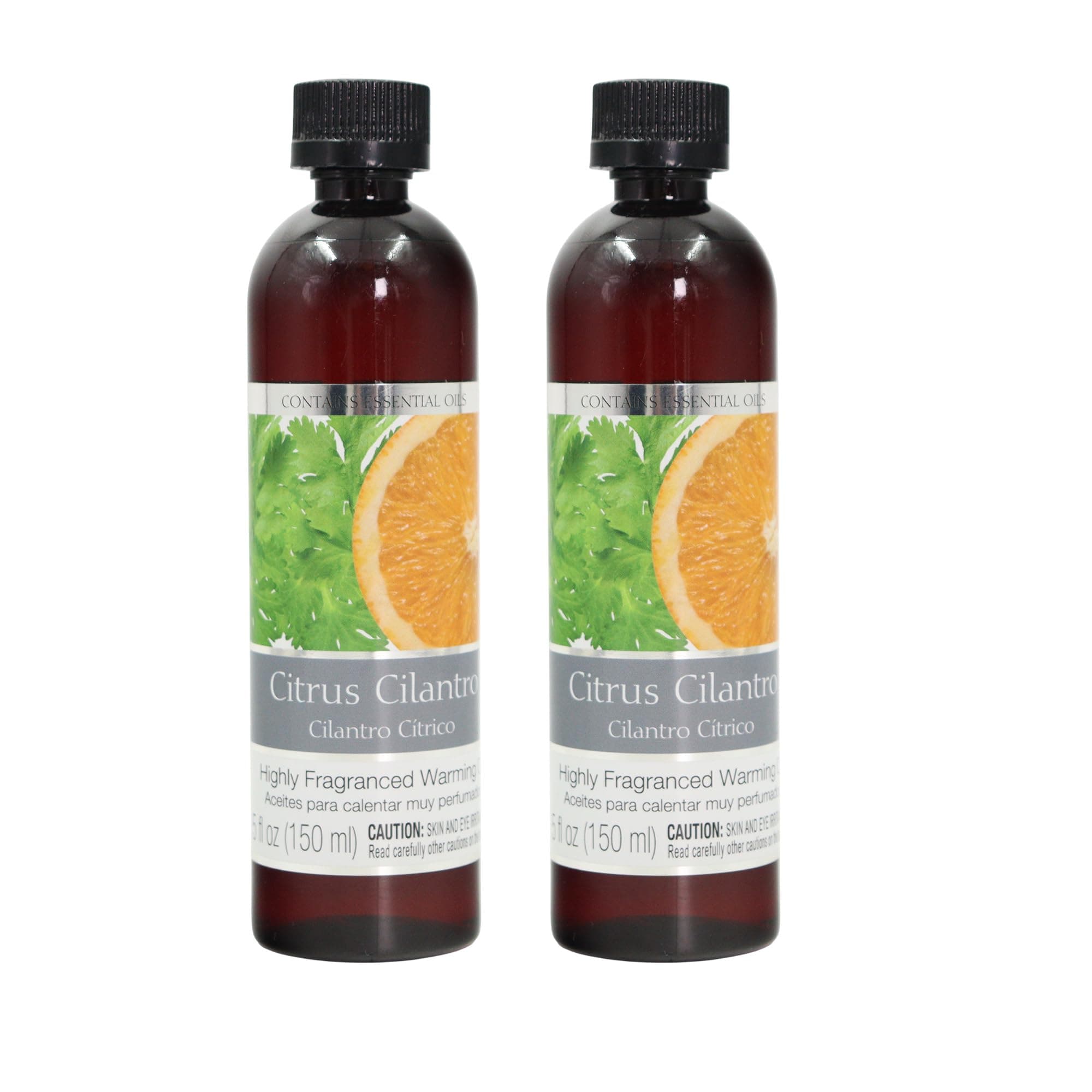 Hosley's Set of 2, 5 oz Citrus Cilantro Fragrance Warming Oils. Ideal Gift for Weddings, spa, Reiki, Meditation, Bathroom Settings. P1