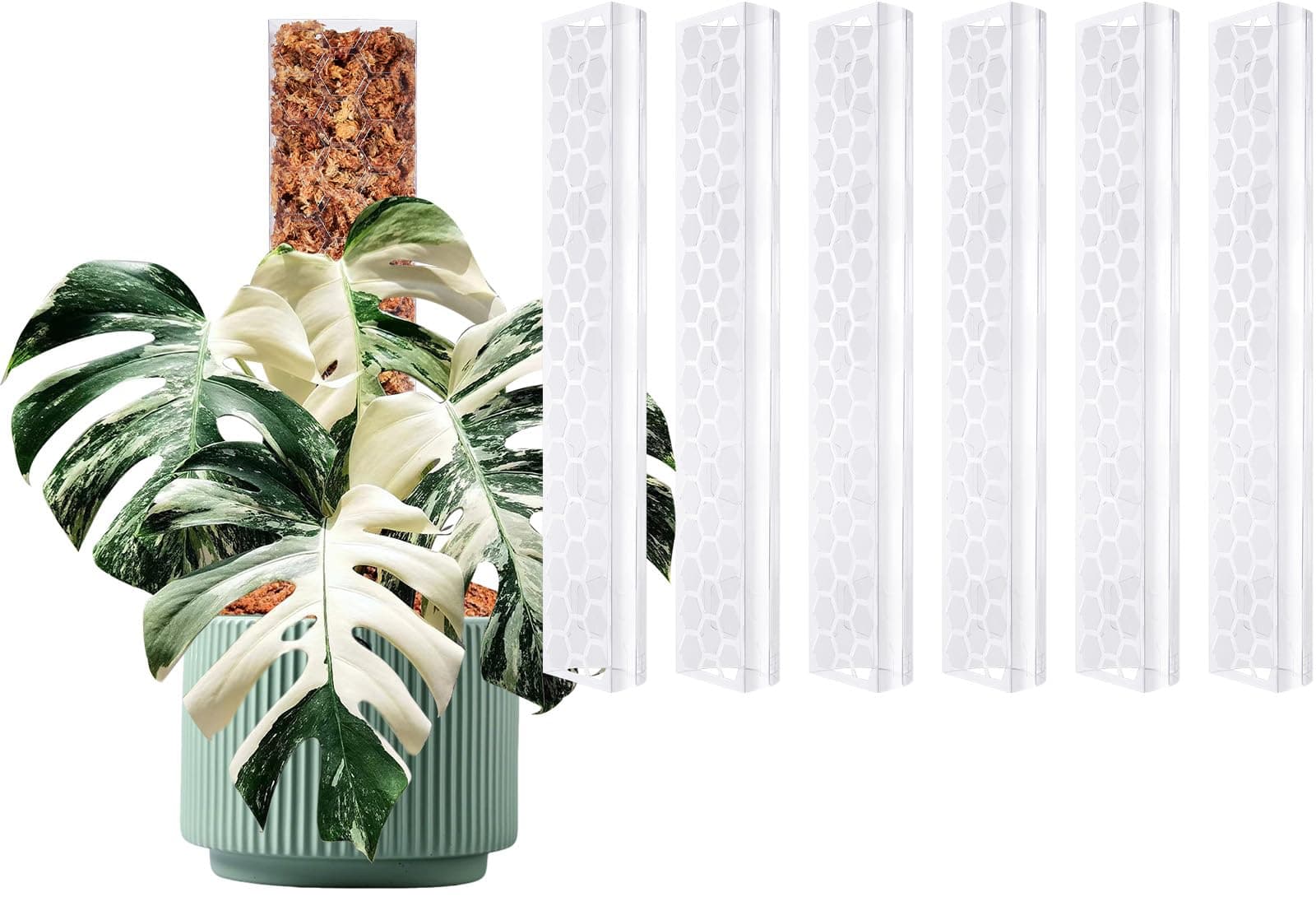 6 Pcs 17 Inch Plastic Moss Pole for Monstera, Designed Specifically for Climbing Plants, Stackable Plant Support for Plants