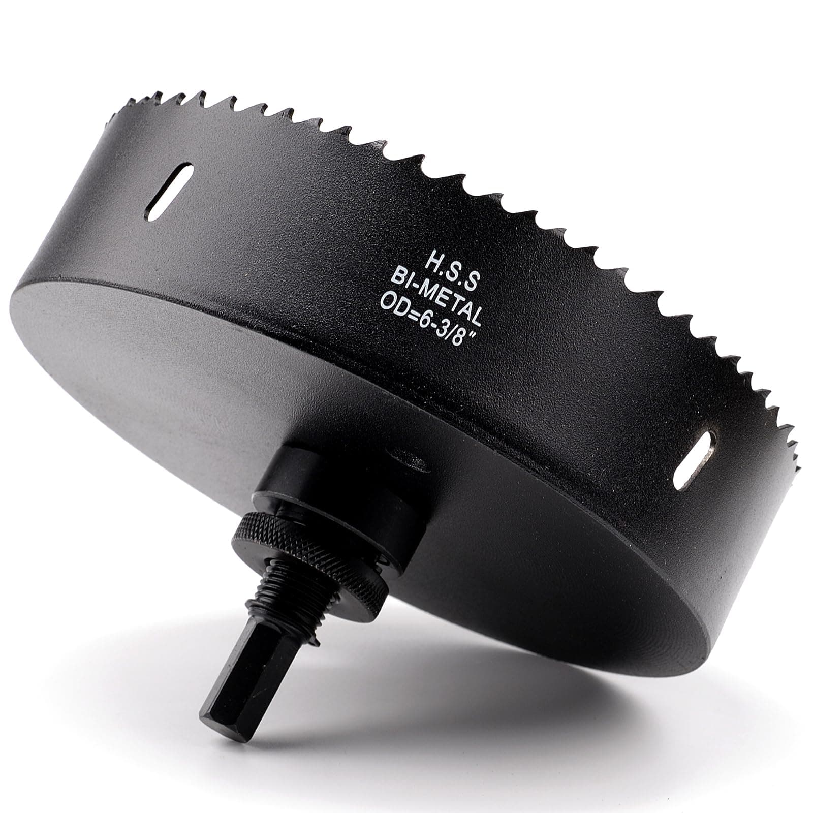 6 3/8 inch Hole Saw for Metal and Plywood, Bi-Metal Circular Wood Drill Bit Cutting 1.75” Deep with Hex Shank for Drywall, Fiberglass, Plasterboard, Acrylic and Sheet Steel