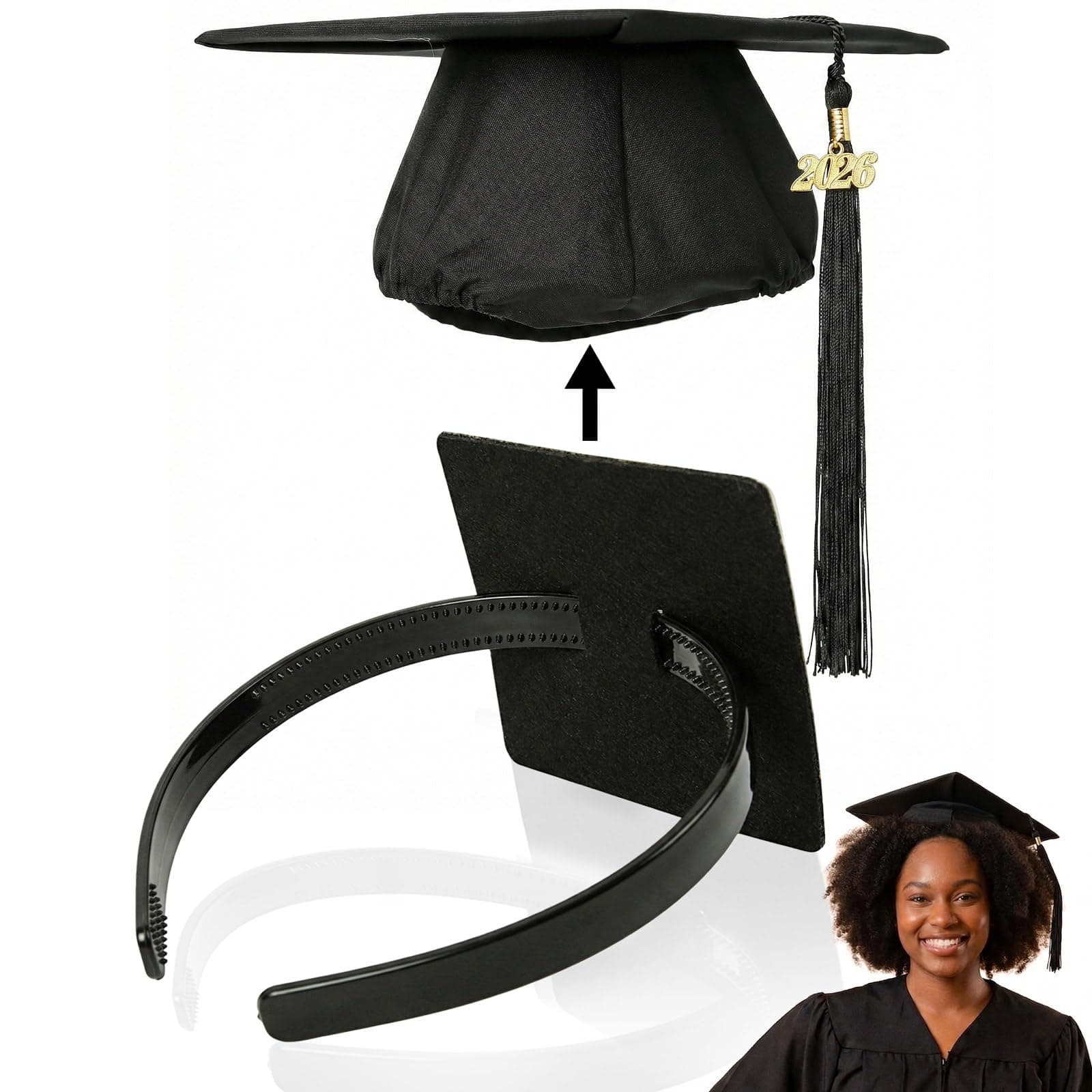 Graduation Cap Headband, Firm Anti-fall HairBand for Graduation Hat, Graduation Gifts for Graduates (Grad Cap Not Included)