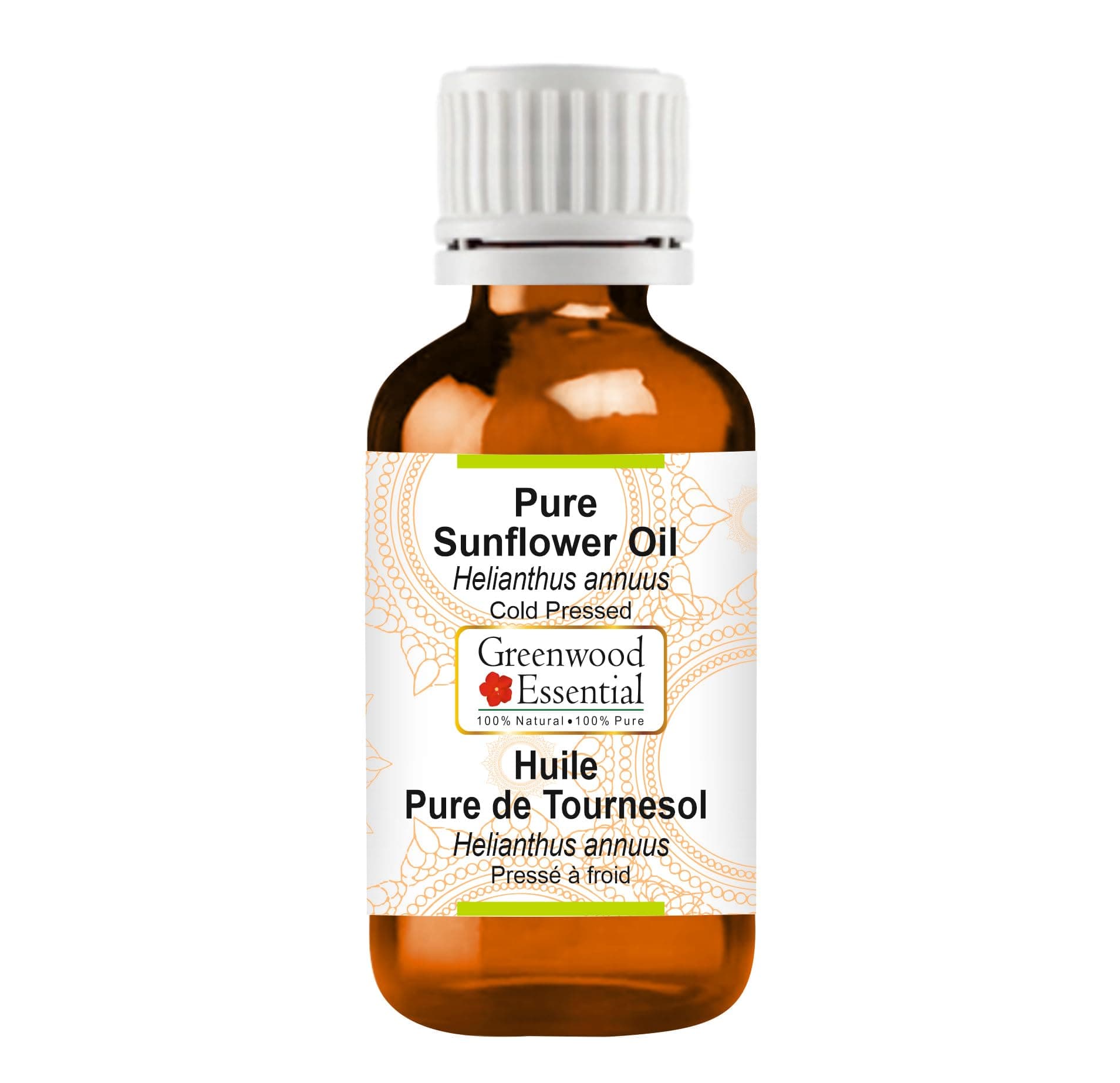 Greenwood Essential Sunflower Oil Cold Pressed (Helianthus annuus) 100ml (3.38 oz)