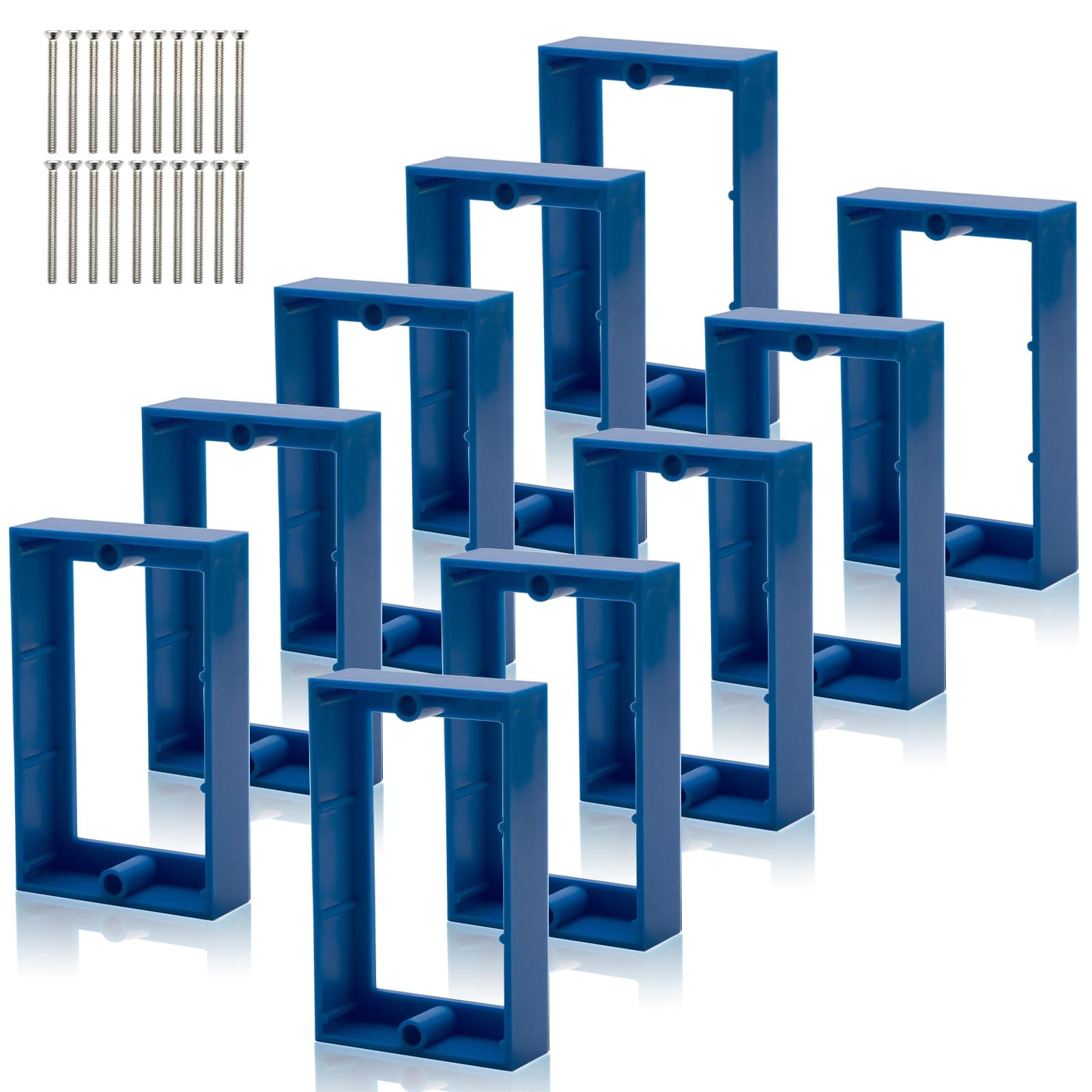 10PCS 3/4” Blue Single Gang Receptacle Outlet Box Extenders,Electric Outlet Extender Box with 20 Screws