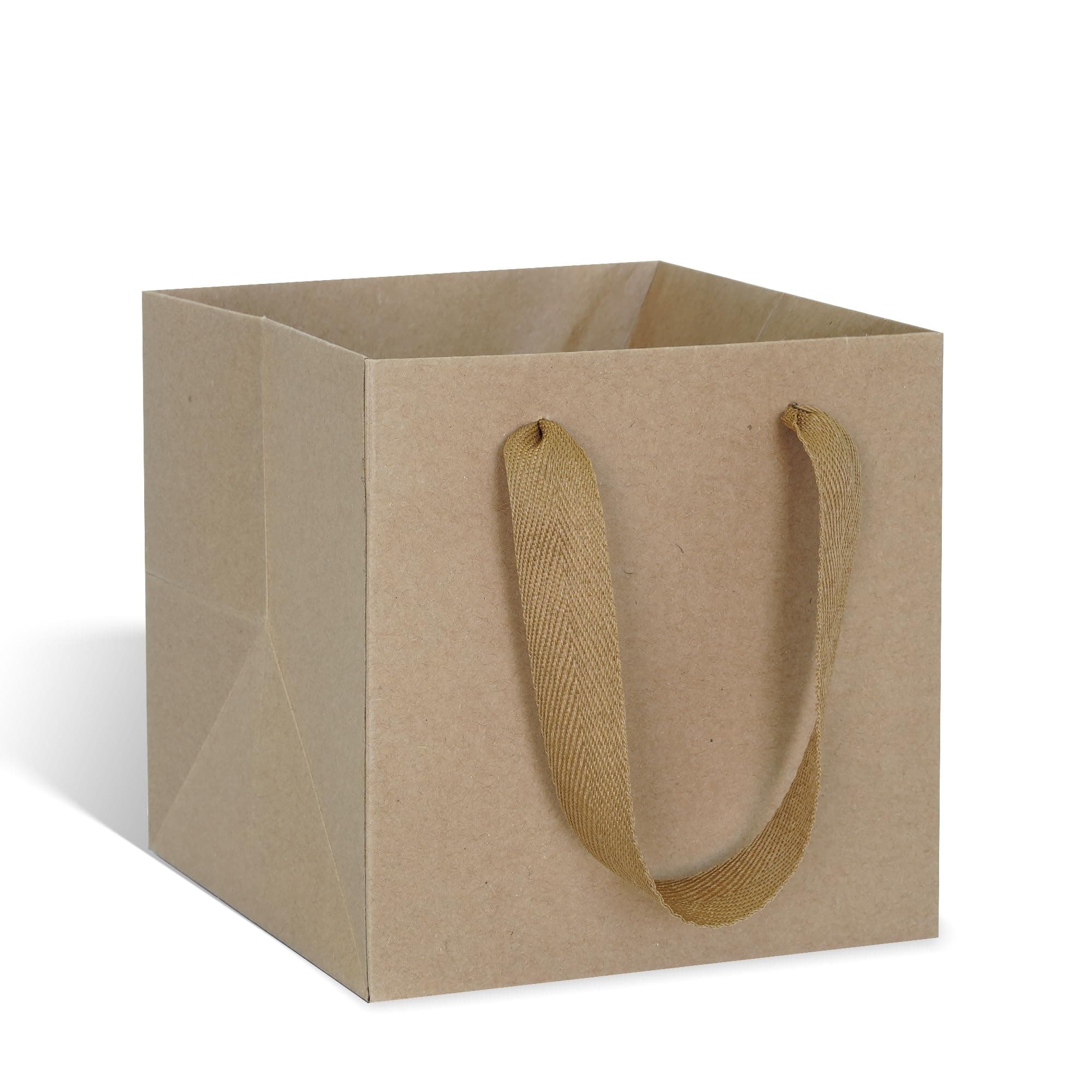 ADIDO EVA Kraft Brown Square Gift Bags Large Size Square Bottom Paper Bags with Handles for Party Favor, Shopping Bags (12x12x12 In, 10 CT)