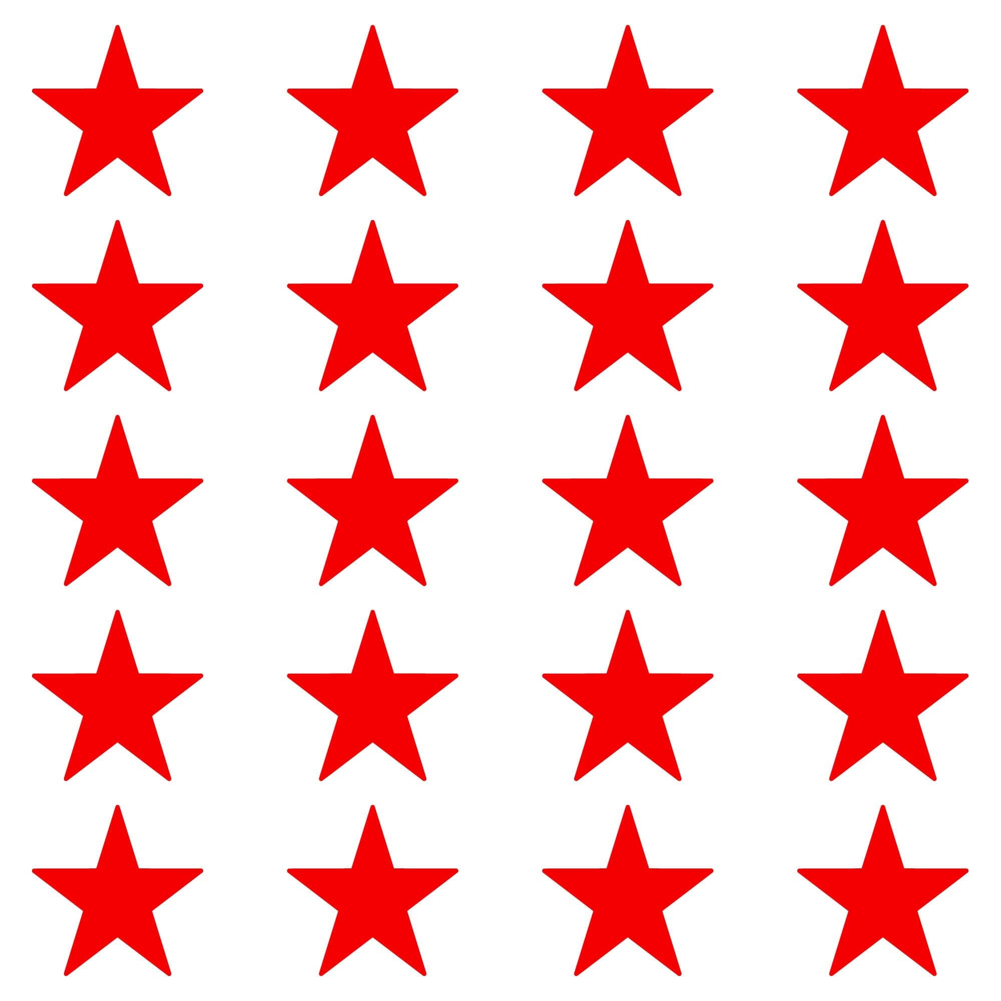 VWAQ Stars Decals for Walls - Pack of 20 Vinyl Stickers - Girls Room Nursery Decor (1.5" H X 1.5" W, Red)