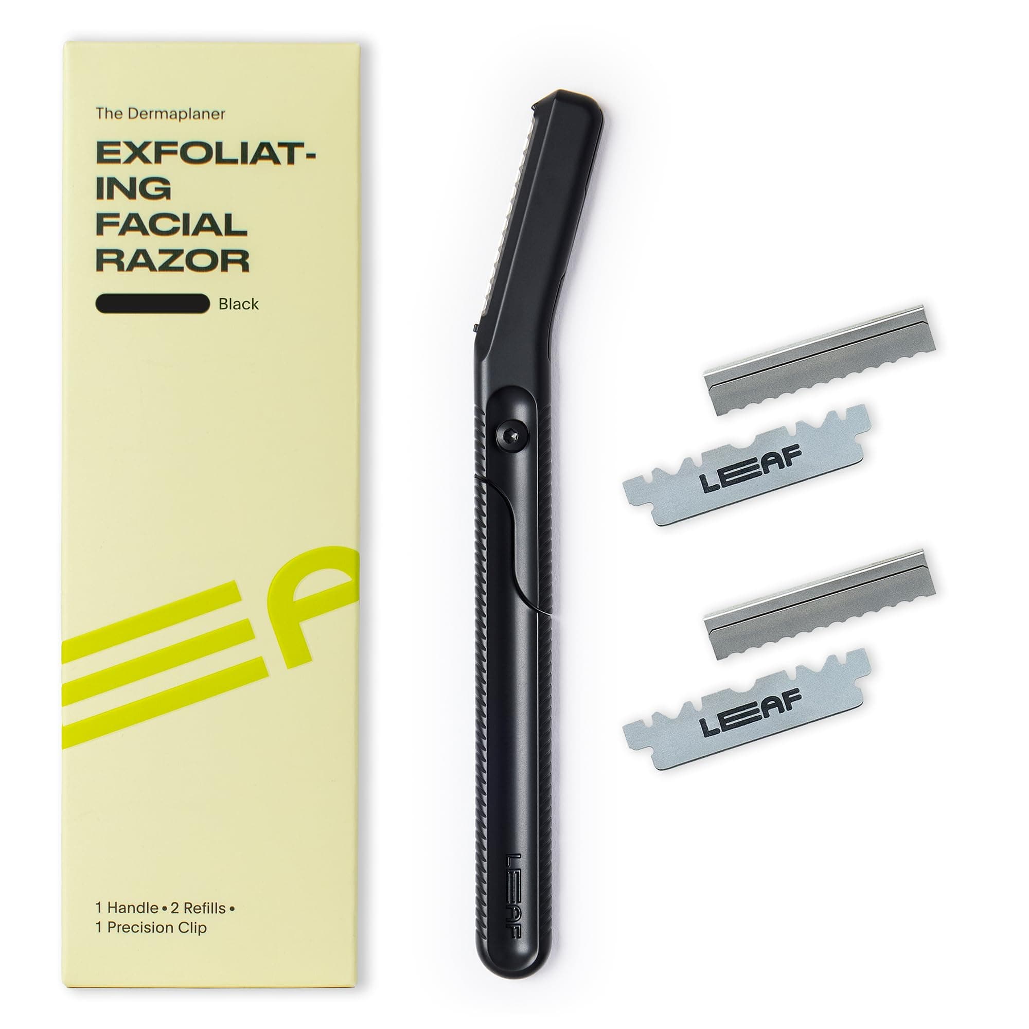 Leaf Shave | The Leaf Dermaplaner, Black - All-Metal Facial Razor and Exfoliating Tool for Women