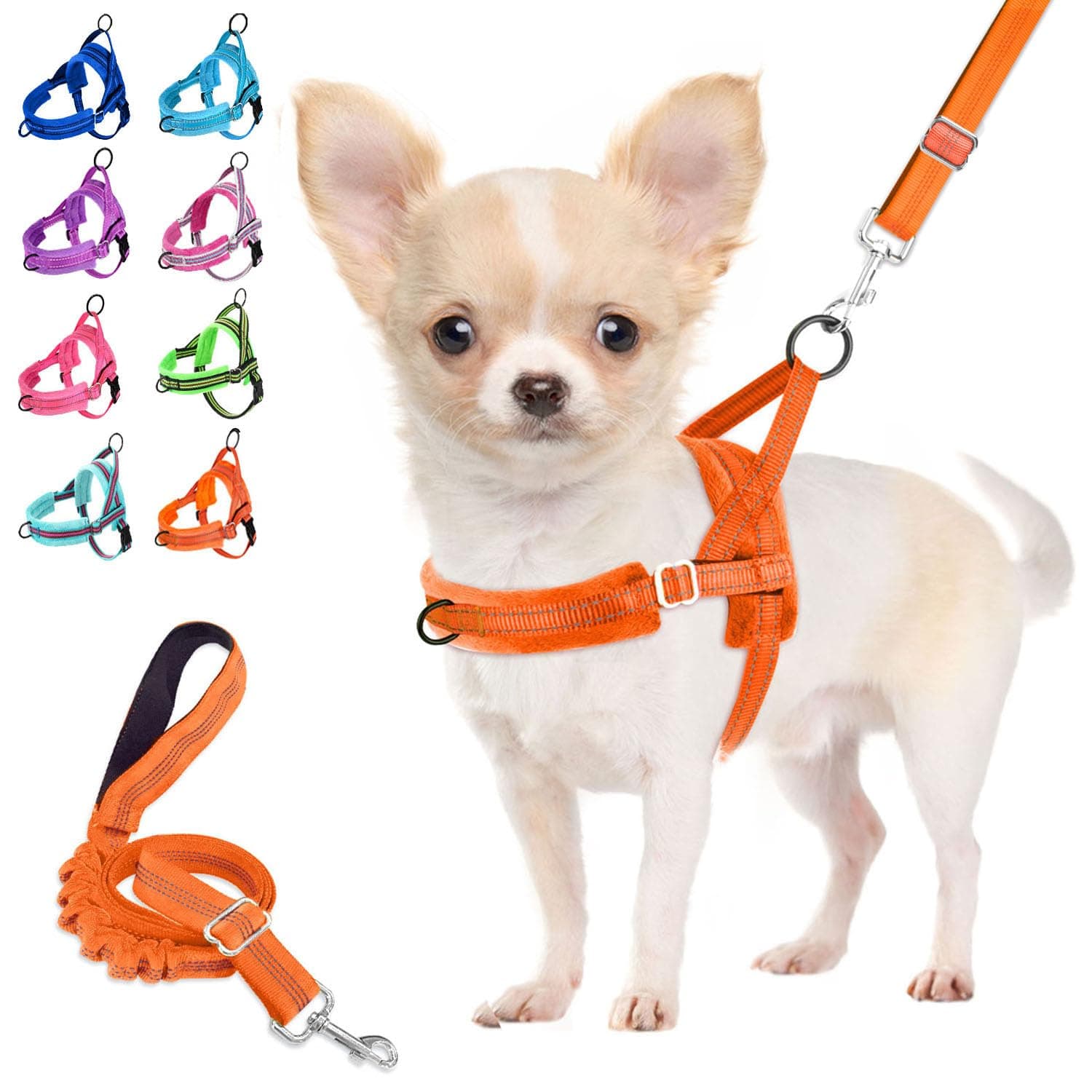 Lukovee Small Dog Harness and Leash Set, No Pull Soft Padded Vest