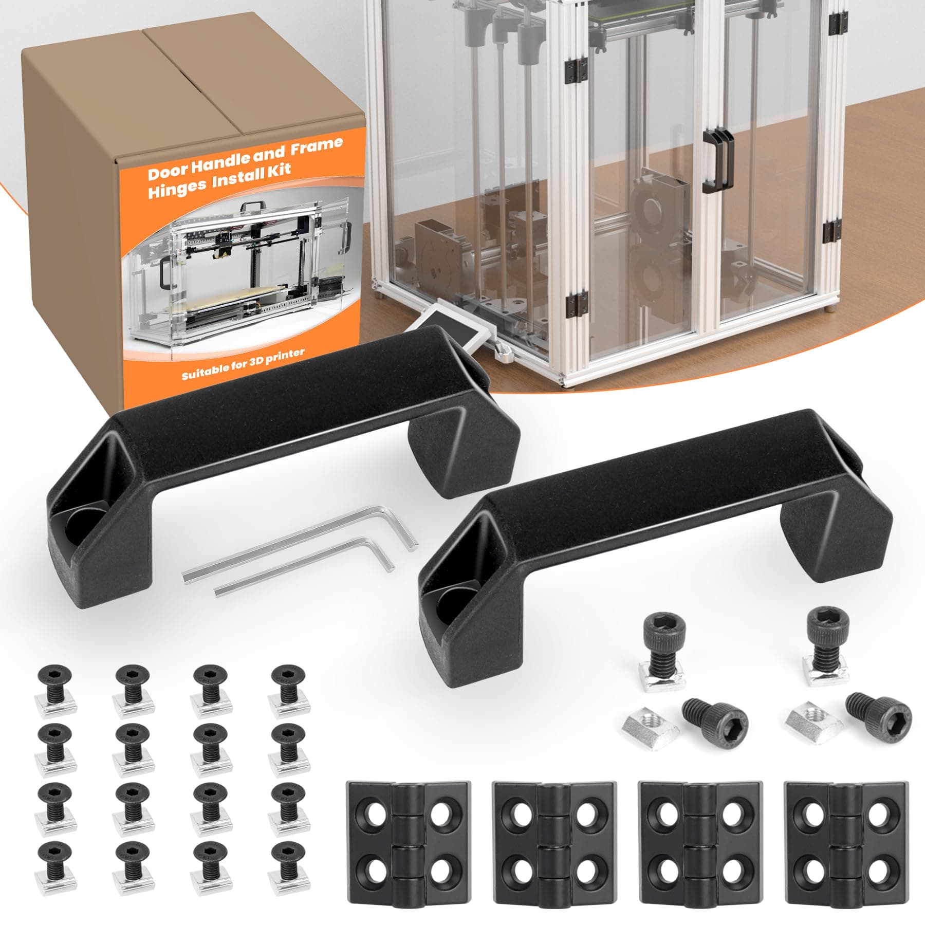 GCGOODS Door Handles and Hinges Install Kit for Aluminum Extrusion, 2 Door Handles