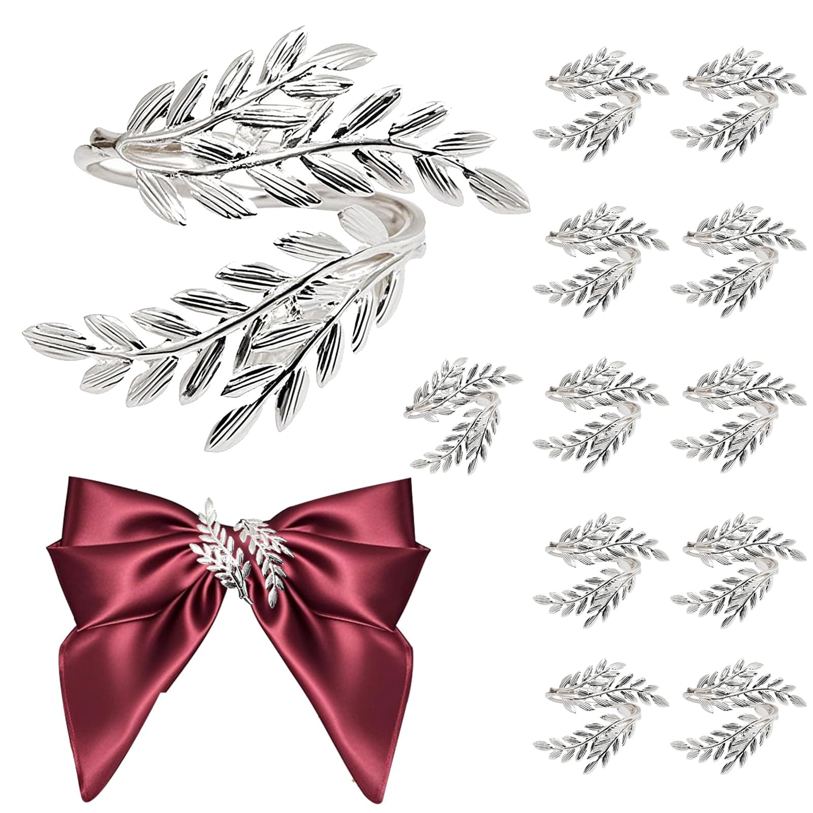 Davifina 12Pcs Wedding Napkin Rings Red Rhinestones Napkin Holder Round Metal Handmade Napkin Buckle for Table Settings Wedding Mother's Day Party Dinner Christmas Decoration Bride Shower (Gold, 12)
