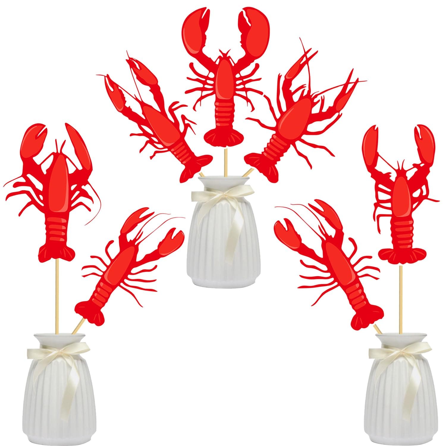 Crawfish Centerpiece Sticks Crawfish Boil Party Decorations Loster Table Toppers Lobster Birthday Centerpieces for Summer Shrimp Boil Party Supplies