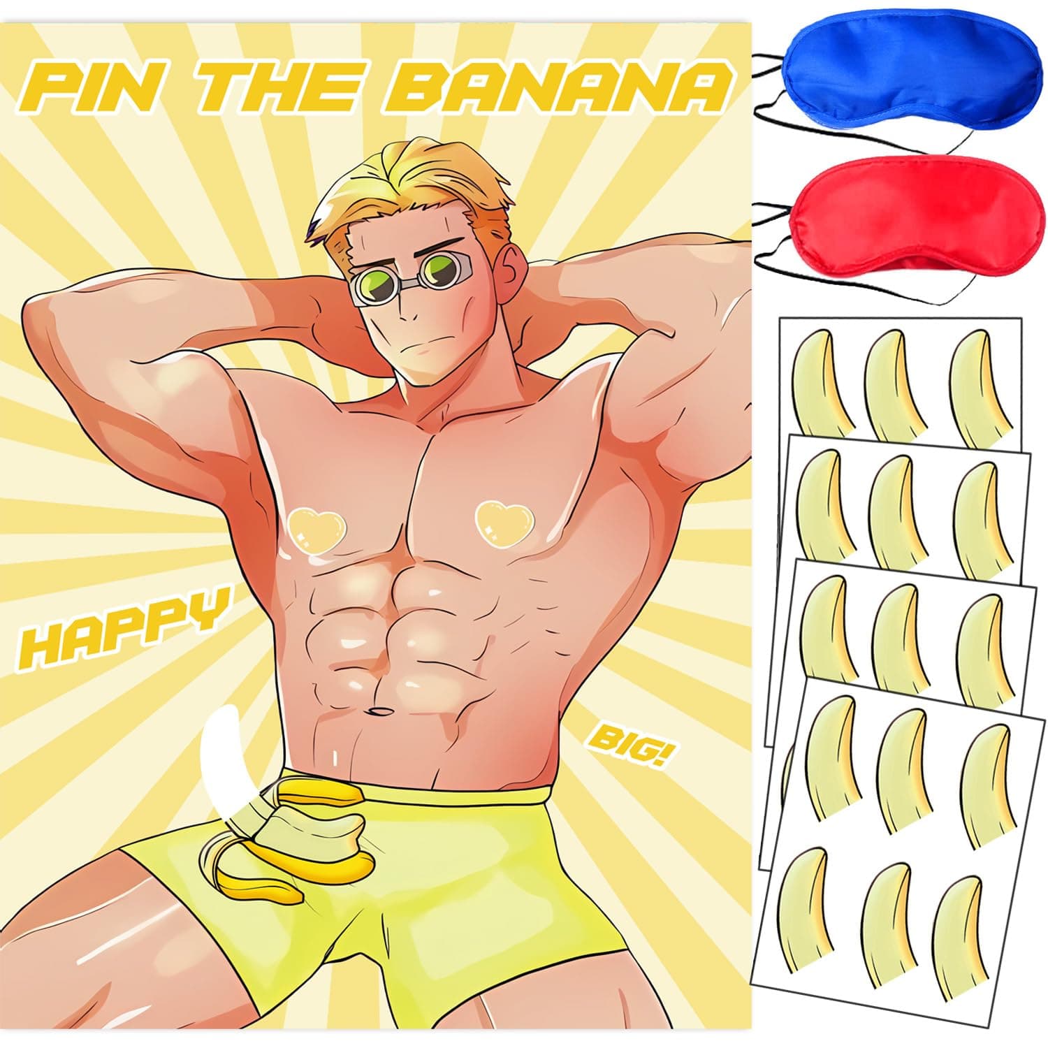 JU XIN Bachelor Party Party Decoration Pin The Banana on The Hunk Game