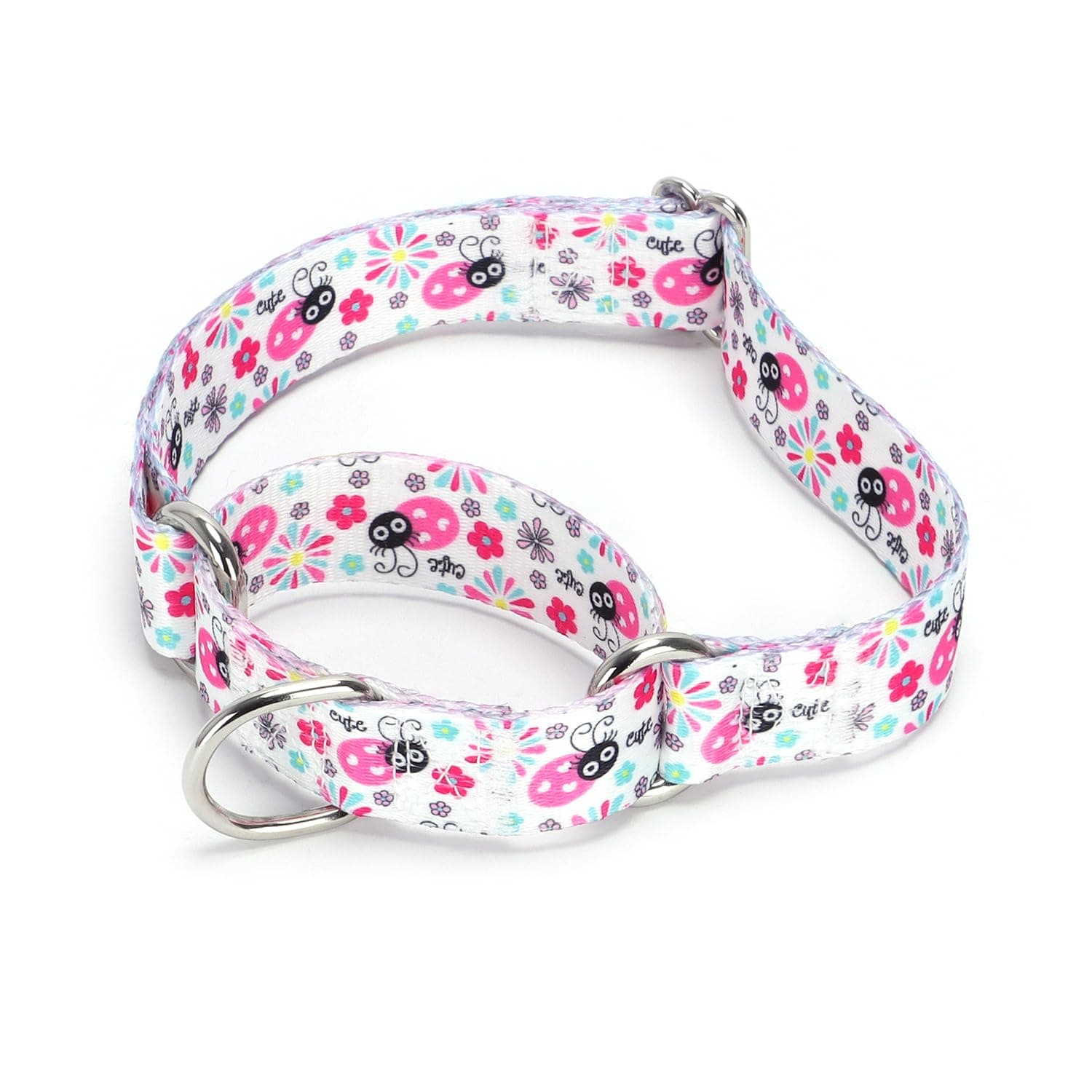 Pimaodog Heavy Duty Nylon Dog Collar, Adjustable Martingale Dog Collar for Walking Training Boy and Girl Dogs Medium Large Dogs (NO8, L:45-53CM)