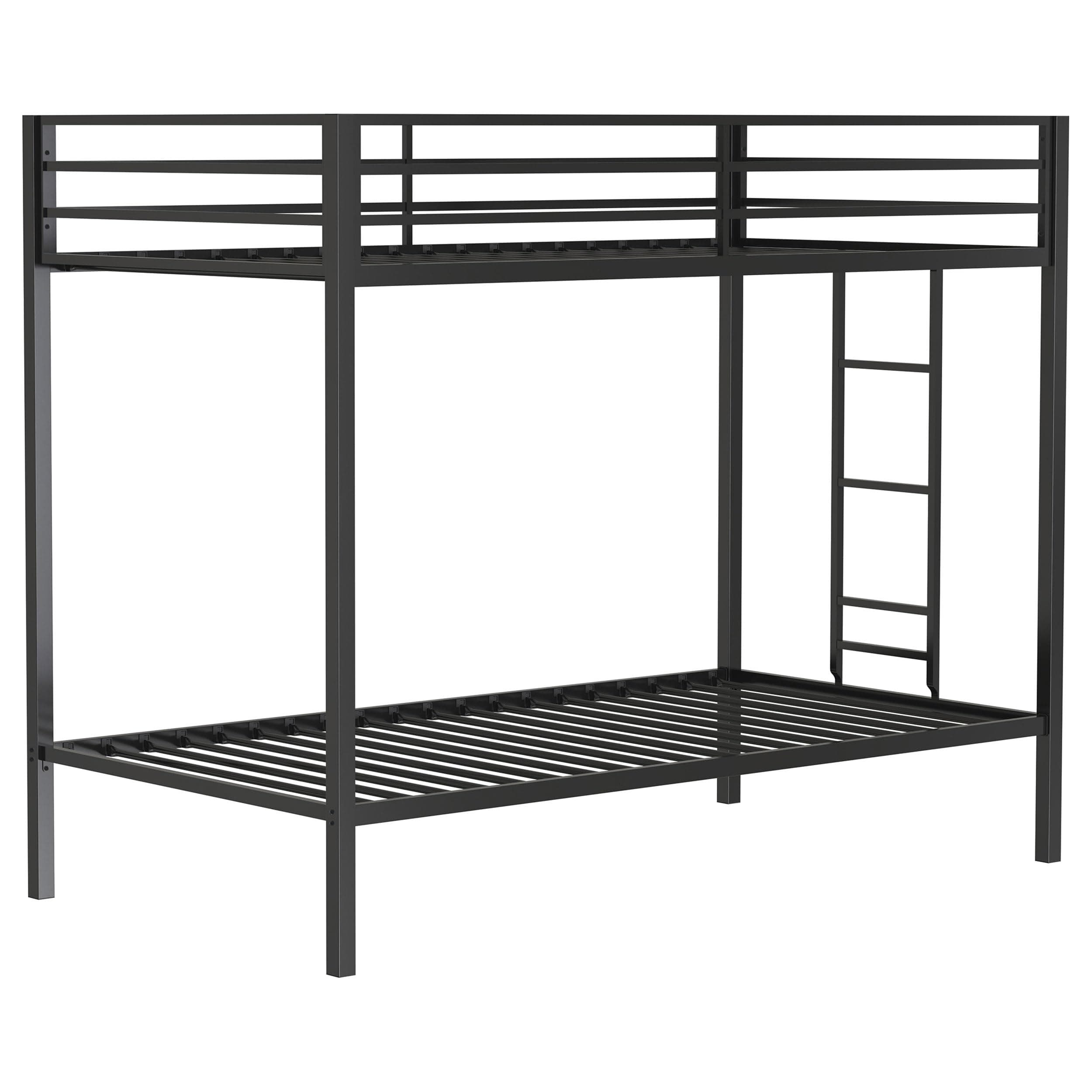 Coaster Home Furnishings - Alevera - Metal - Bunk Bed with Built-in Ladder, Upper Guardrail, Slatted Base, Integrated Ladder and Transitional Style - Bedroom - Twin Over Twin Size - Black - 460361BLK