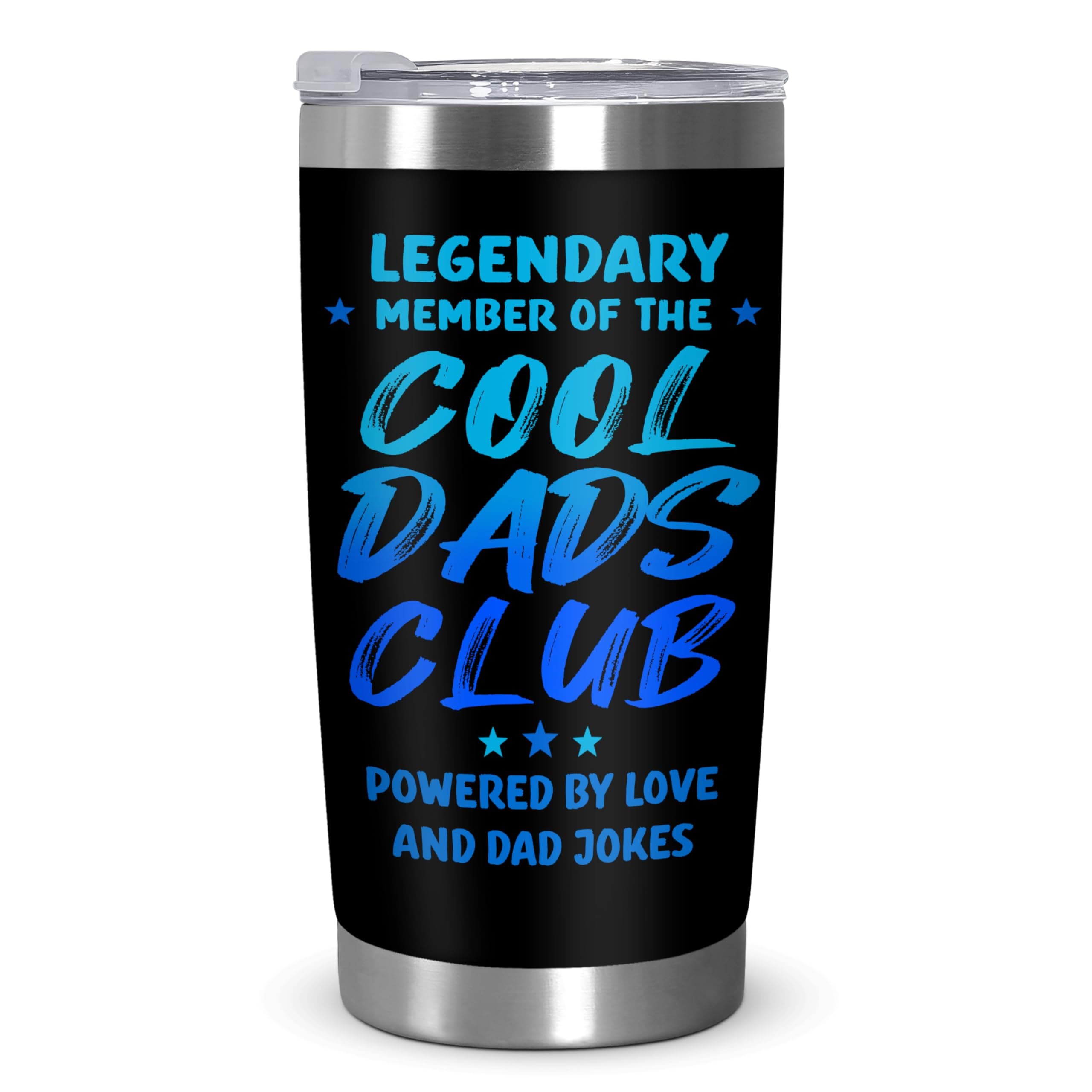 TEEZWONDER Fathers Day Birthday Gift for Dad - Cool Dads Club Stainless Steel Insulated Coffee Tumbler with Lid 20 oz - Dad Birthday Gifts from Daughter Son, Fathers Day Gift for Husband from Wife
