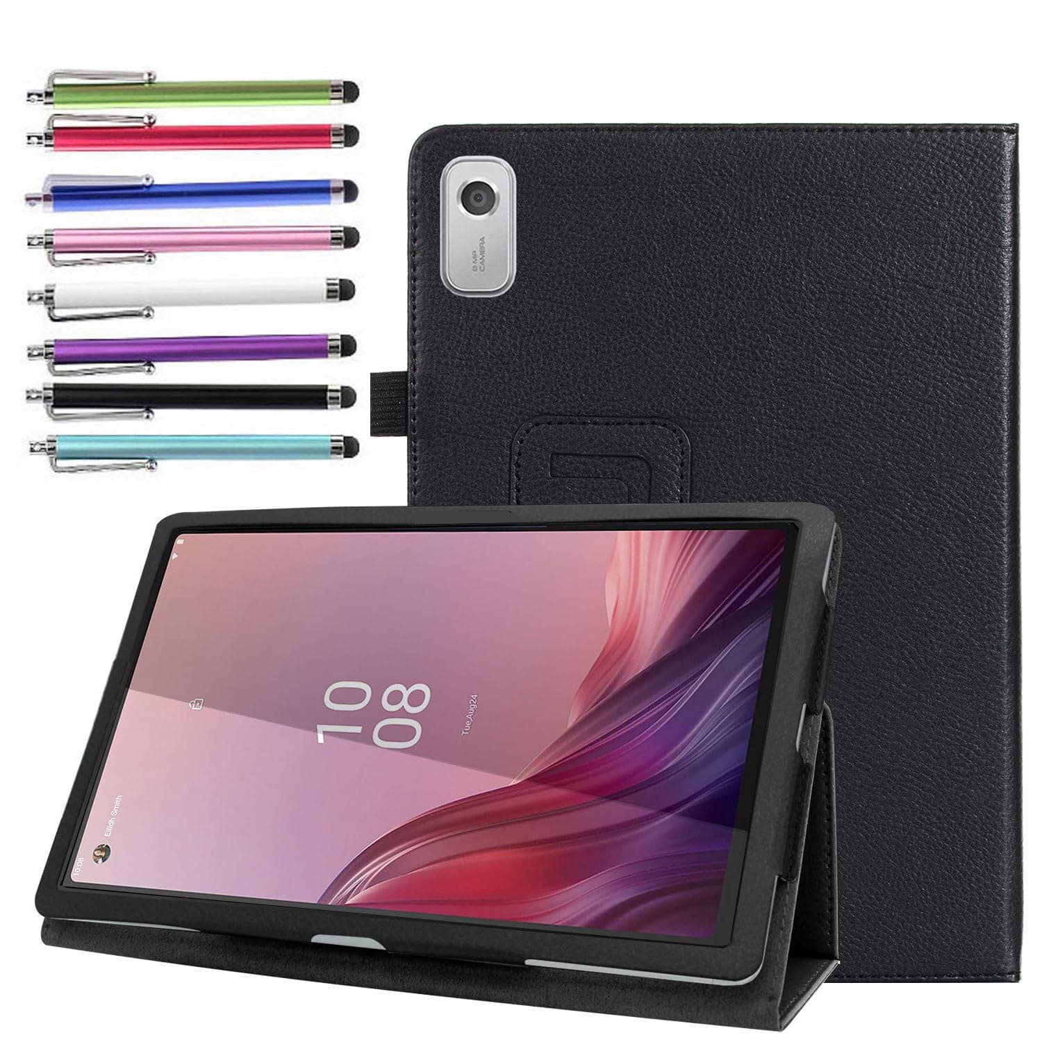 elitegadget Case for Nook 9" Lenovo Tablet (2024) / Lenovo Tab M9 (TB-310FU) - Lightweight Folio Stand Cover PU Leather Case for Lenovo Tab M9 9 Inch Display 2024/2023 + 1 Random Stylus (Black)