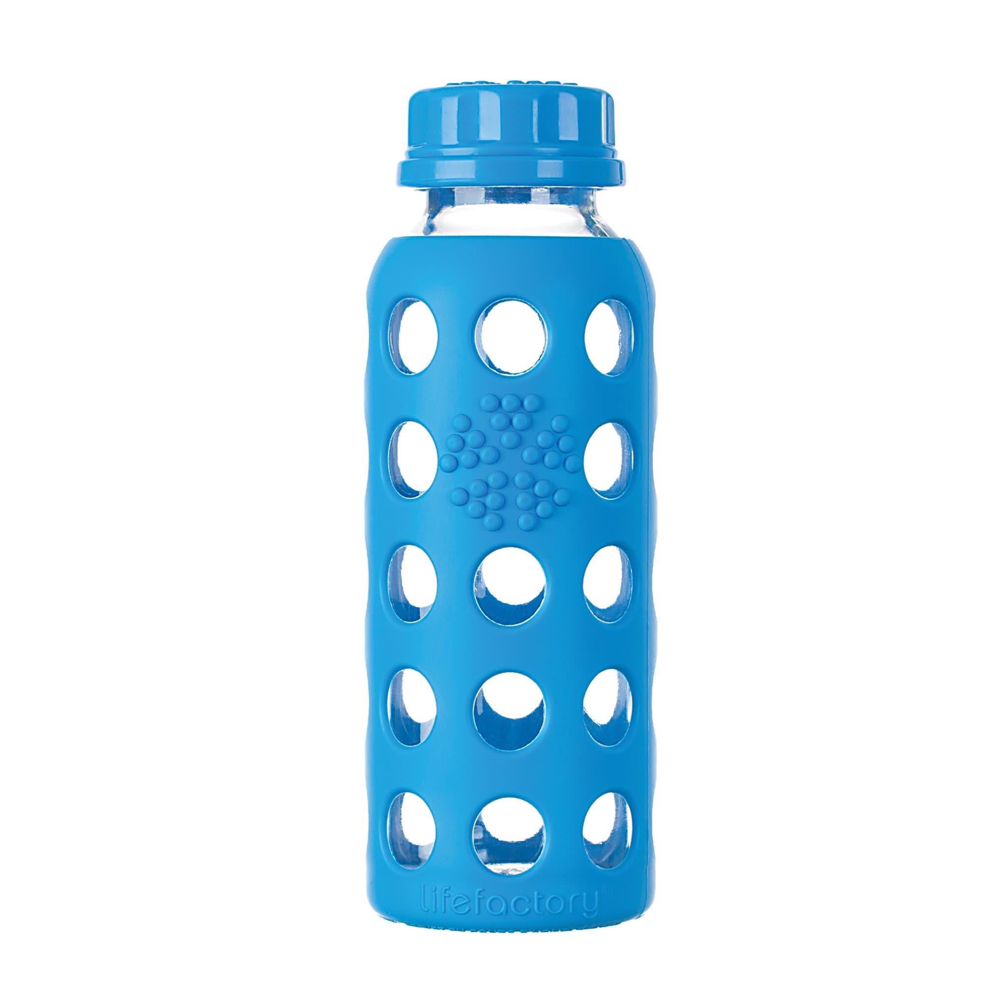 Glass Bottle with Flat Cap and Silicone Sleeve Ocean Lifefactory 9 oz Bottle