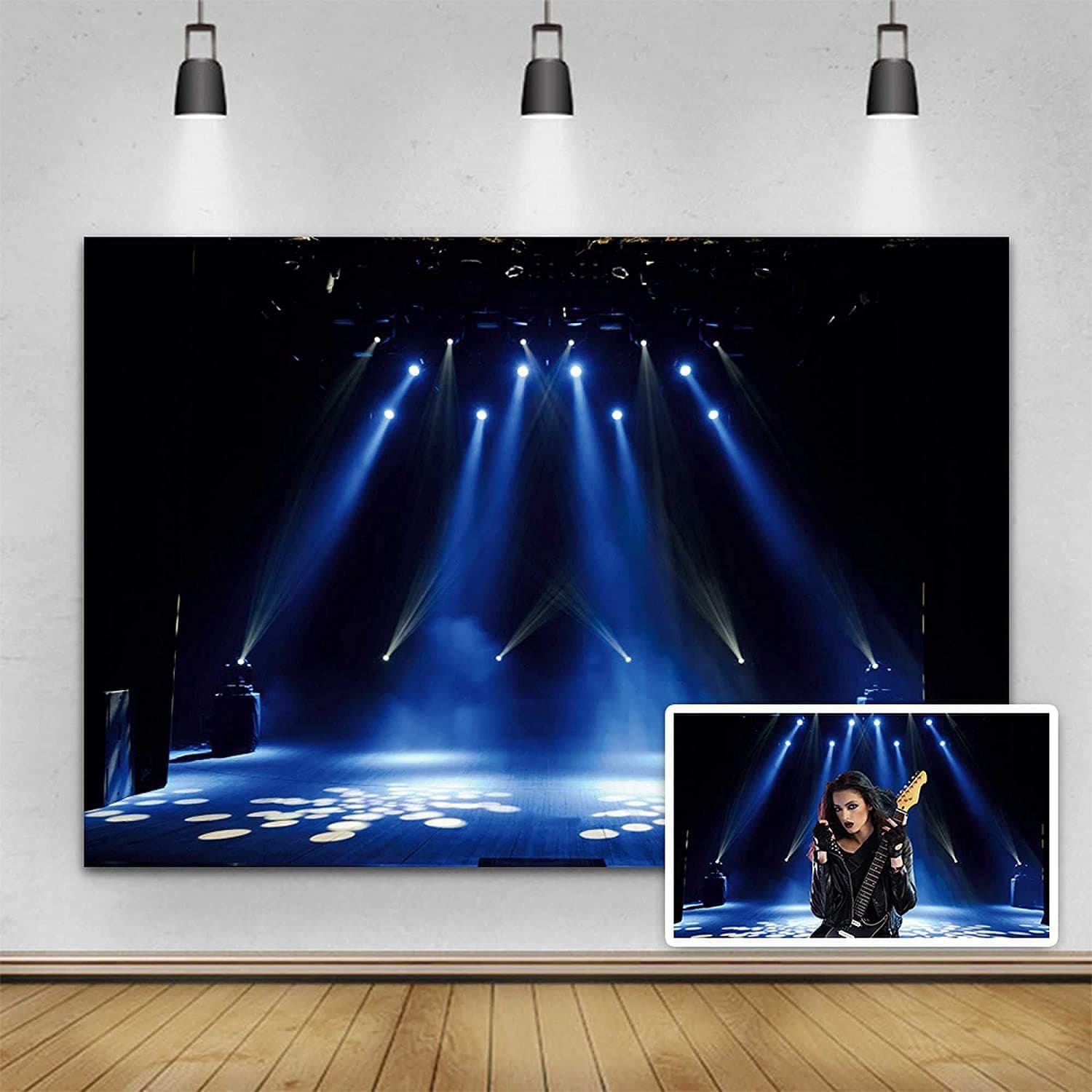 Yeele 7x5ft Luxury Stage Spotlight Backdrop Concert Live Banner Gloomy Night Scenic Photography Background Superstar Drama Play Music Show Kids Birthday Adults Portrait Vlogger Vinyl Studio Props