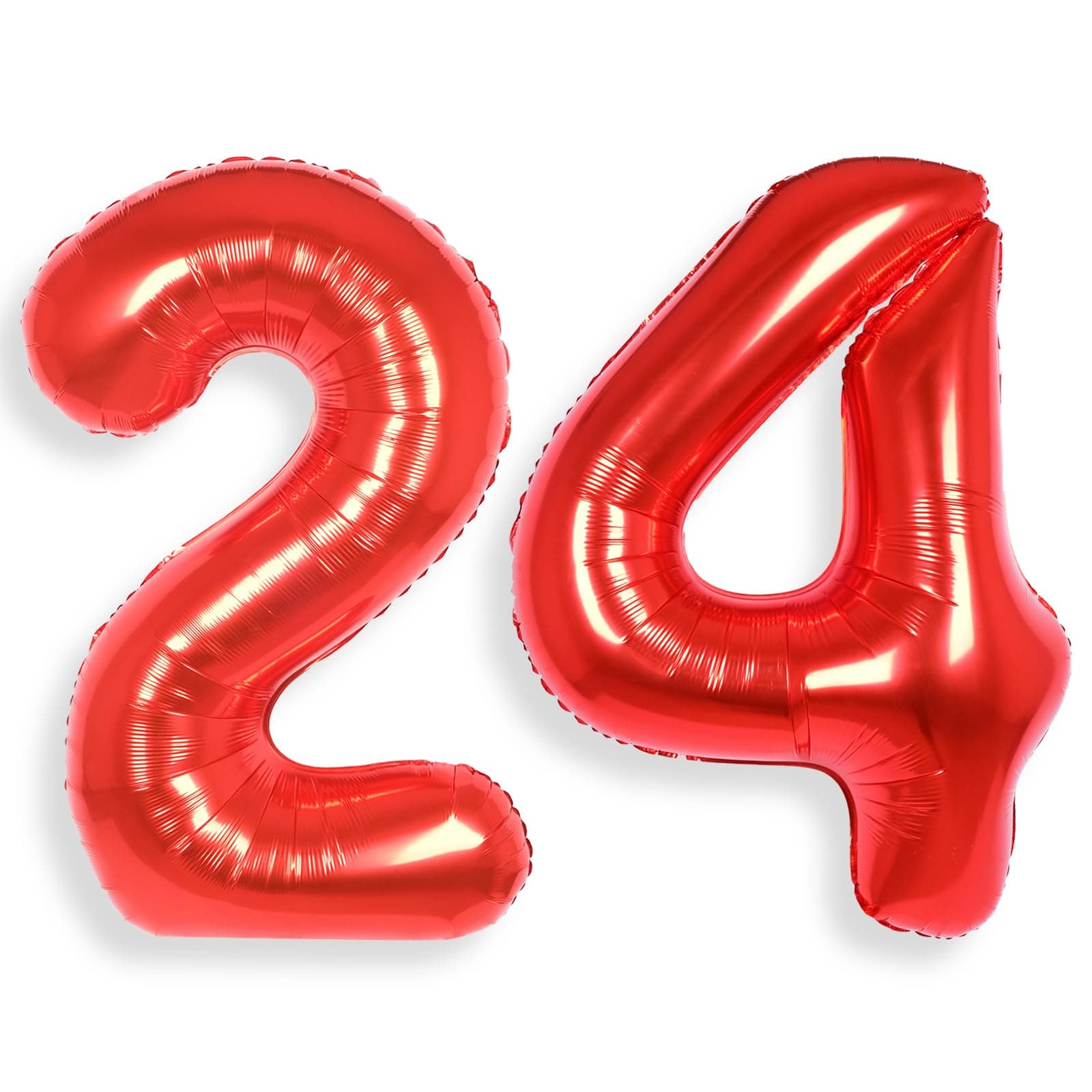 AULE 40 Inch Big Red Foil 24 Number Balloons for Women Large 24th Happy Birthday Decorations Giant Huge Helium Mylar 42 Anniversary Party Decor