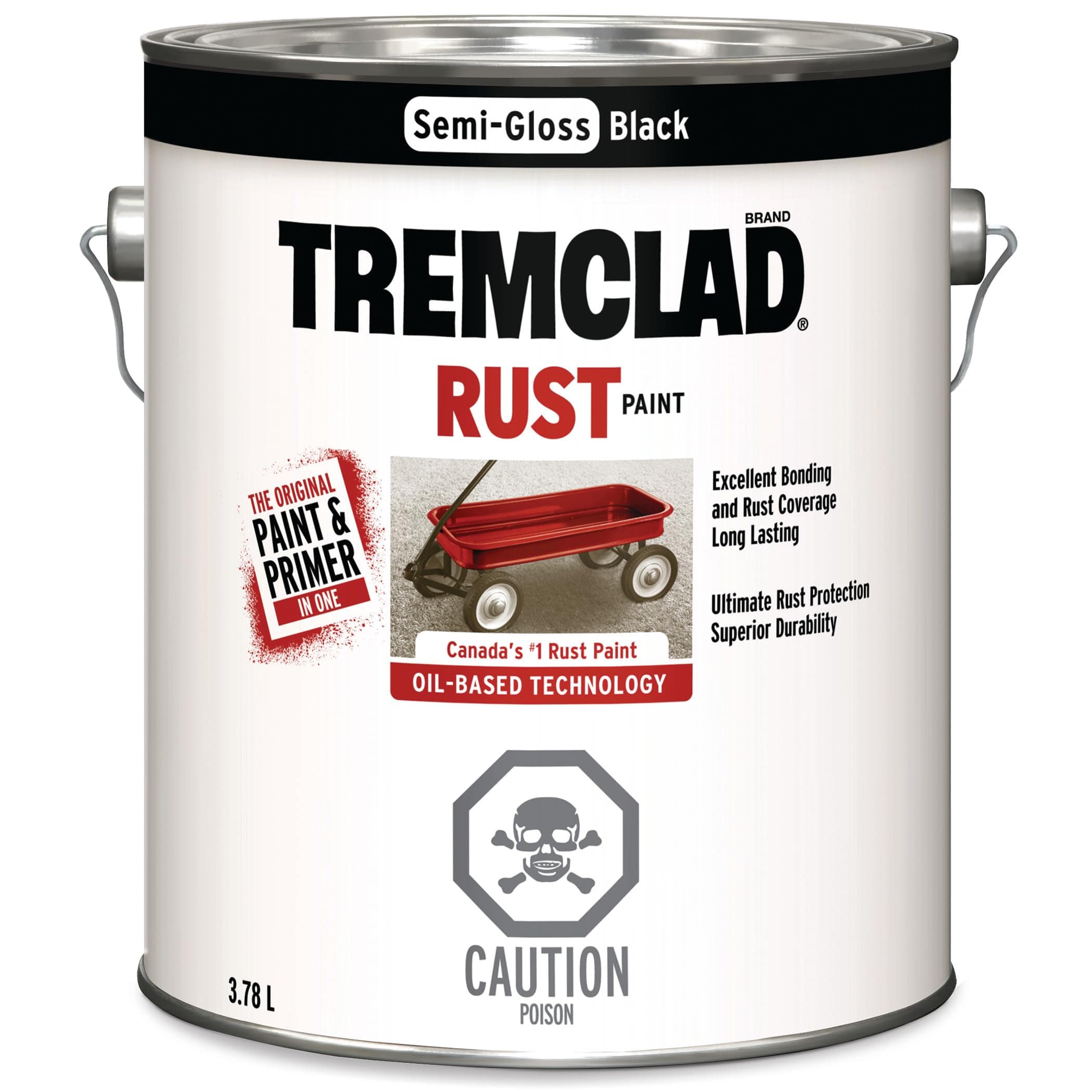 Tremclad - Oil Based Rust paint in Semi-gloss black 3.78L