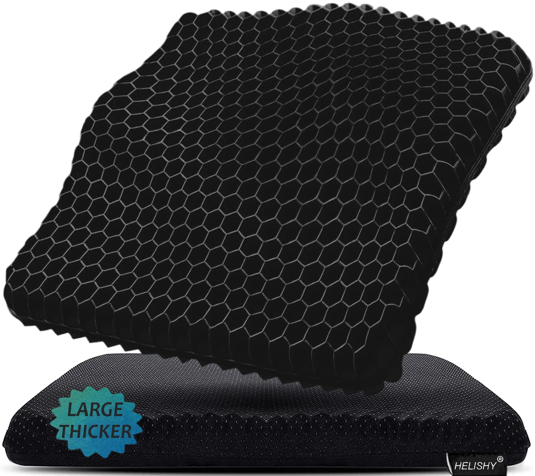 Helishy Gel Seat Cushion for Long Sitting, 17" x 17" Extra Large & Thick