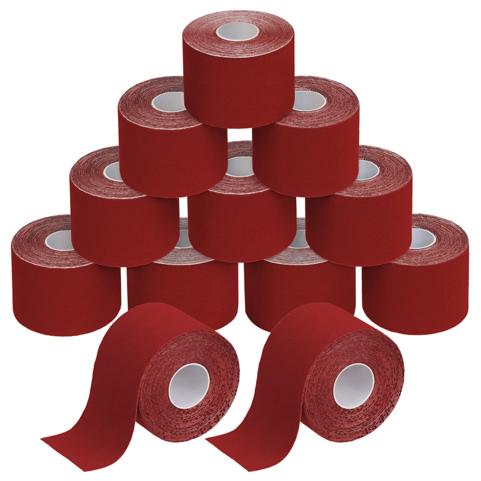 BB Sport 12 Rolls Kinesiology Tape 5 m x 5 cm Many Colors E-Book Application Examples Muscle Support Elastic Strapping Tape, Colour:red