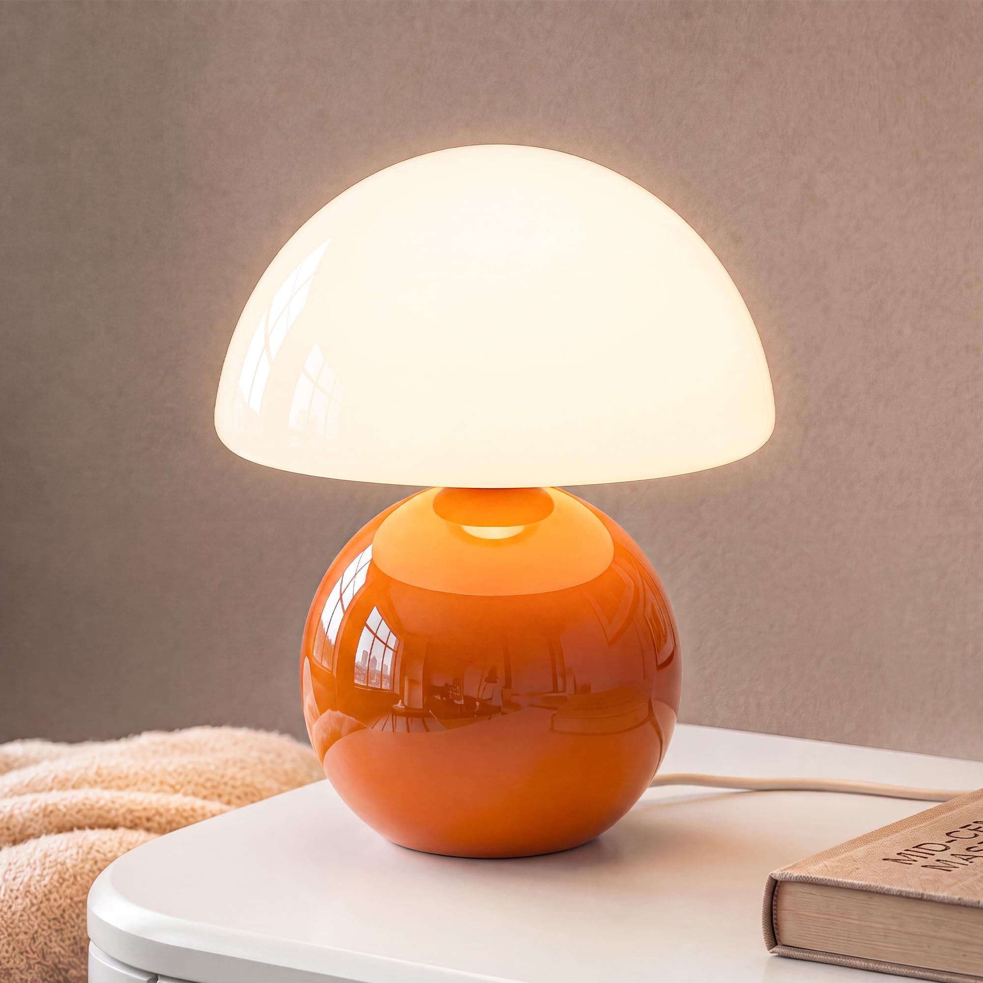 Dawnwake Mushroom Lamp Small Lamp, Table Bedside Lamp for Bedroom, Orange