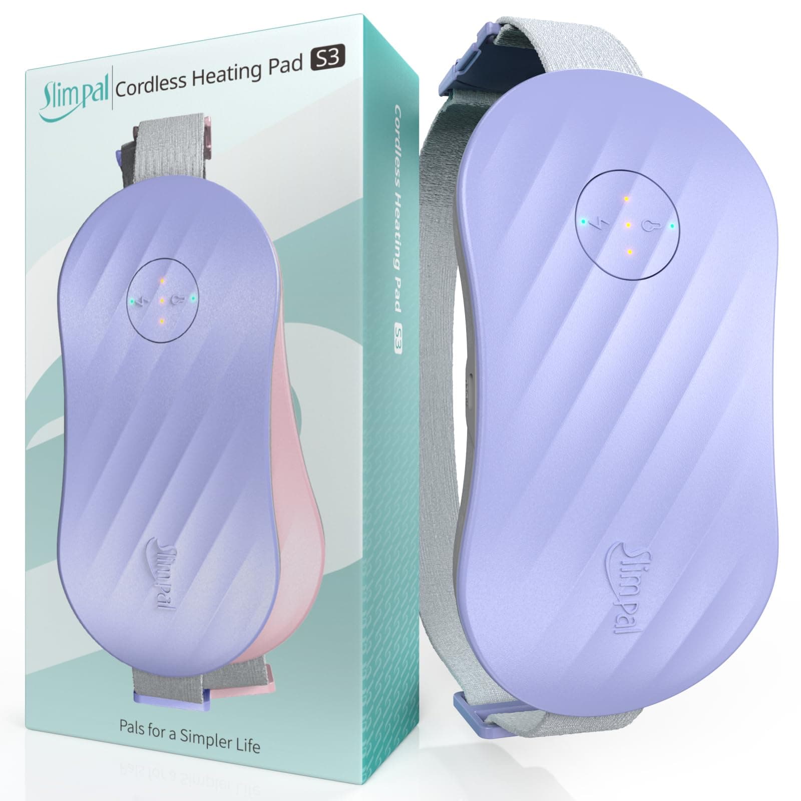 Slimpal Portable Heating Pad for Cramps, AI Heat Safe Chip, Rechargeable Electric Heat Belt for Period Pain Relief, Menstrual Heated Pad Gifts for Women Girl Her, Purple