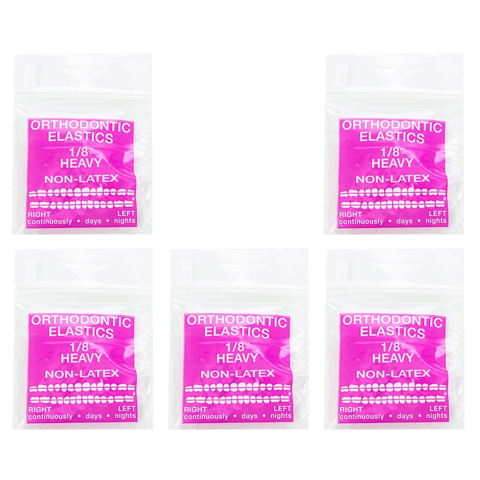 JMU Orthodontic Elastics 1/8 Heavy, 500 Pack Dental Rubber Bands
