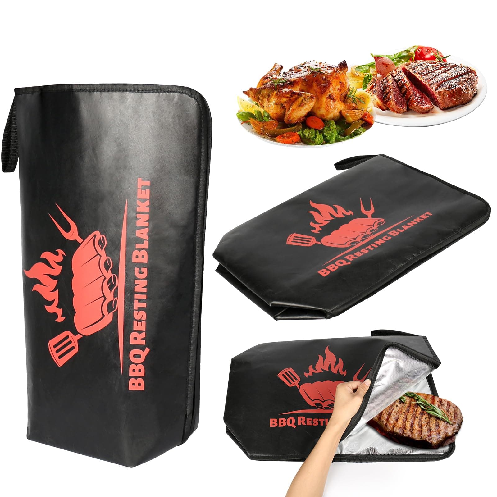 LuxDuo BBQ Blanket for Resting Meat,Blanket Reusable Grilling Meat Insulated Resting Bag,Meat Resting Blanket for Grilling Accessories with Wide Mouth for Large Brisket,Beef,Turkey,Gifts for Men(21in)