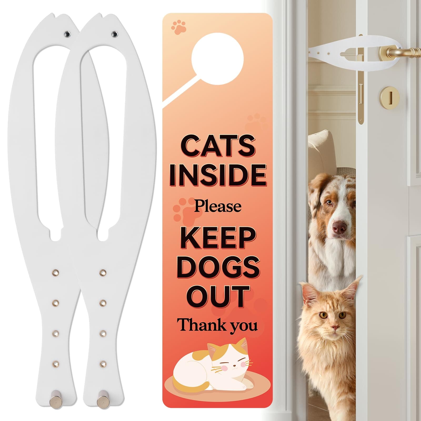 TGIOW Cat Door Latch, Cat Door Stopper Keep Open 2.5-6", 2 Pcs, White