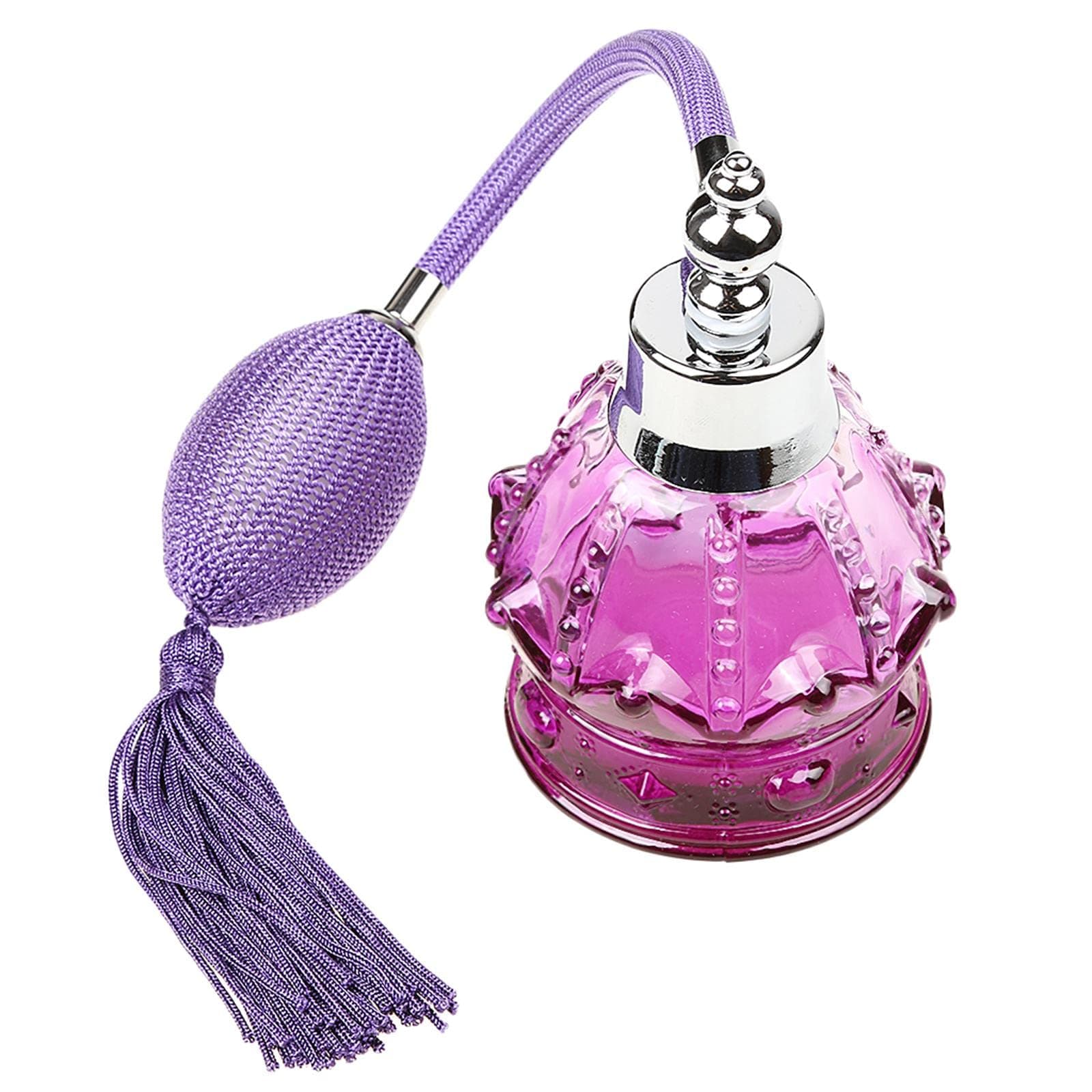 Vintage Crystal Perfume Bottle with Long Spray Atomizer Refillable Ladies Elegant Gift - Purple