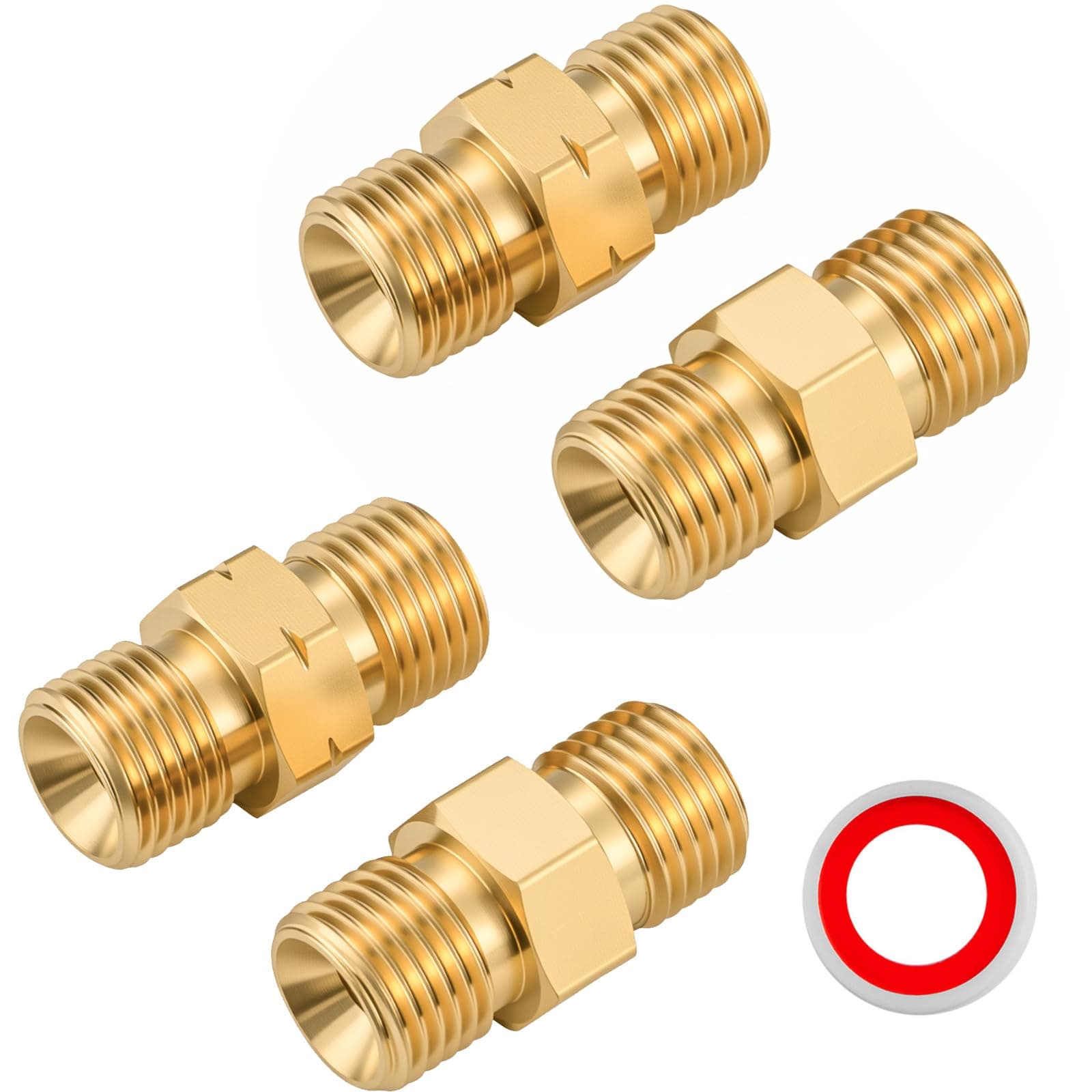 Tsinghwang 2 Sets Welding Hose Coupler Adapter Set, 9/16"-18 UNF B Size LH & RH, Brass Oxygen Acetylene Connector for 3/16" & 1/4" Twin Hose, Meets CGA Standard