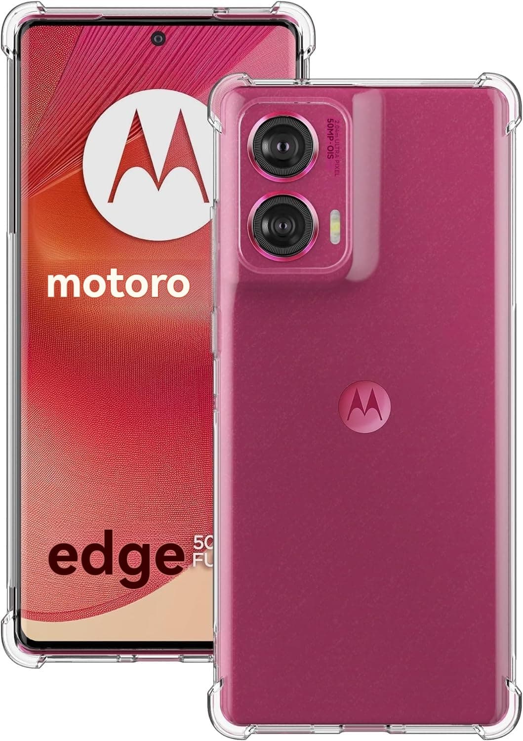 USTIYA Case for Motorola Moto Edge 50 Fusion Clear TPU Four Corners Military-Grade Protection Cover Transparent Soft