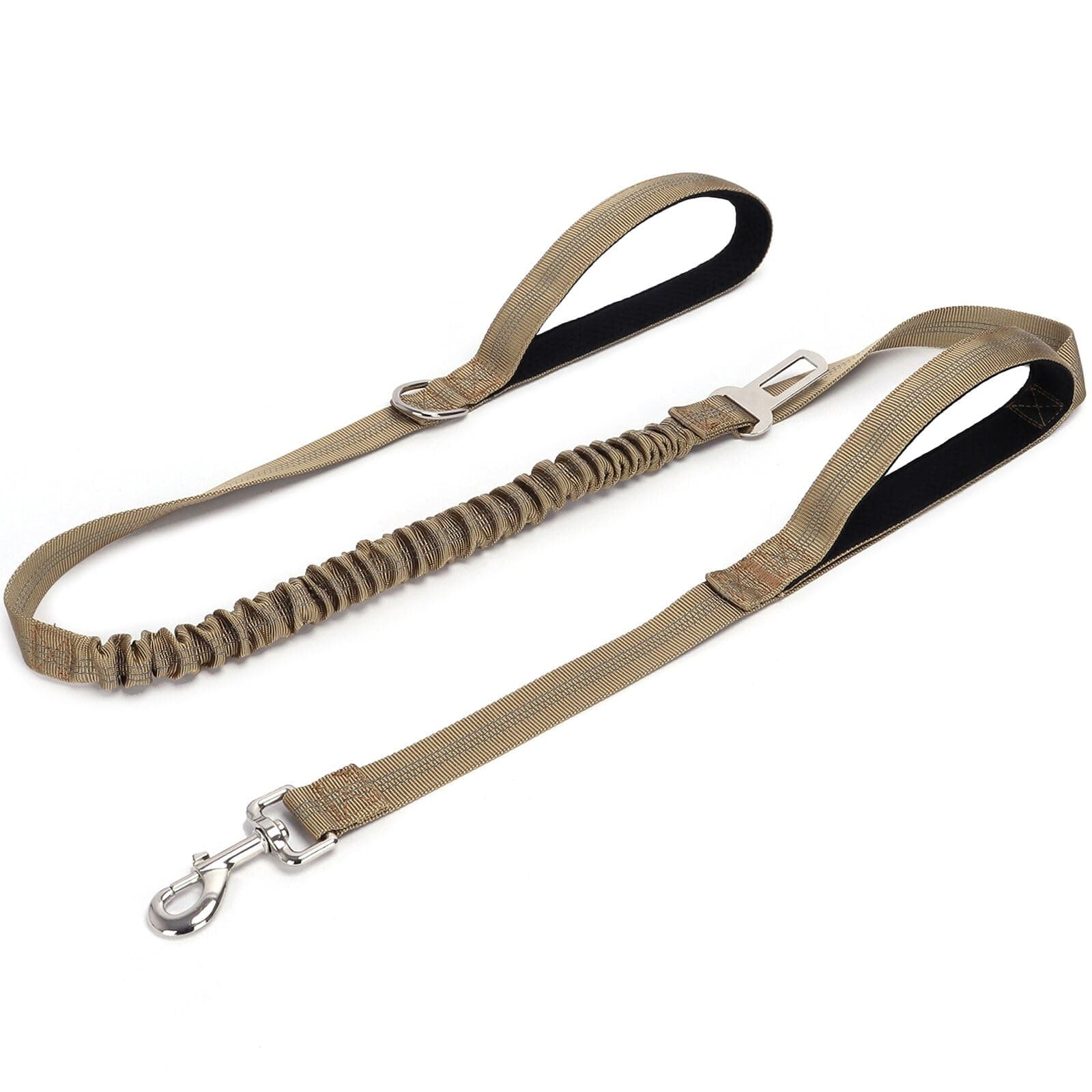 Double Handle Tactical Dog Leash with Shock Absorption Bungee Leash No Pull